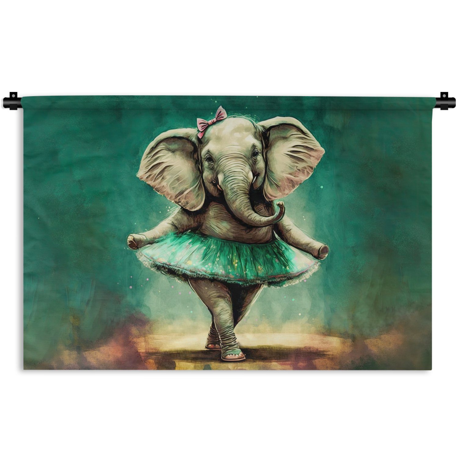 MuchoWow Ballerina Bogen für Wanddeko Kinder, Wanddekoobjekt Kleid, - Kinderzimmer - Farbe Wandbehang, Schlafzimmer, - Wohnzimmer, - Porträt Elefant -