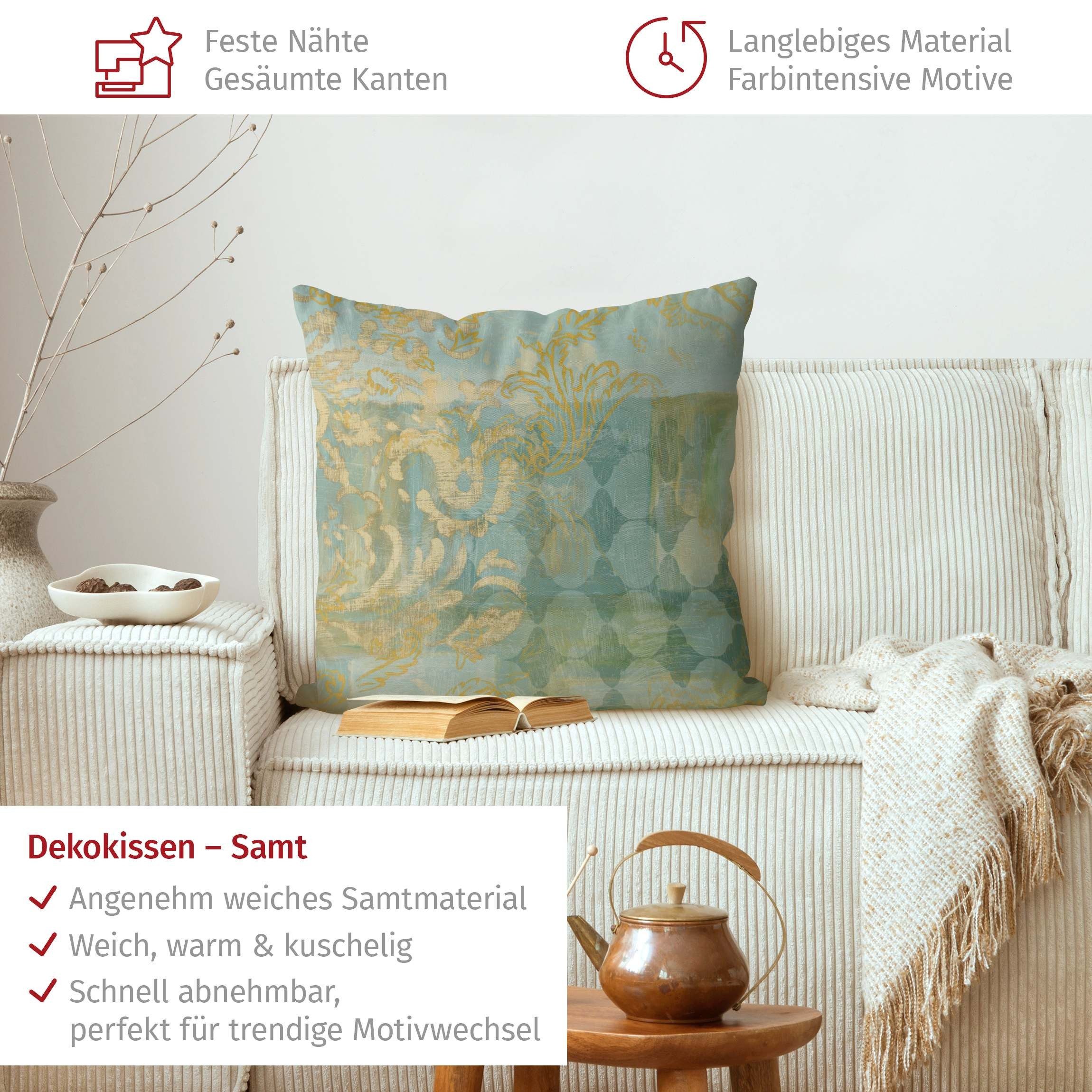 Bilderdepot24 Dekokissen drinnen Kissenhülle/ Sofakissen/ Zierkissen Kissenhülle gold Muster Vi, Bezug mit / ohne Füllung Zierkissen Outdoor Sofa Bett