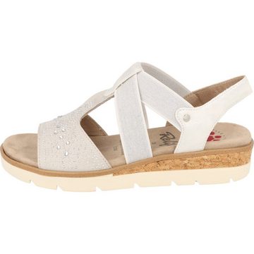 Relife Damen Schuhe Sandalette 9717-19708-01 Offwhite Glitzersteinen bis Gr.44 Keilsandalette