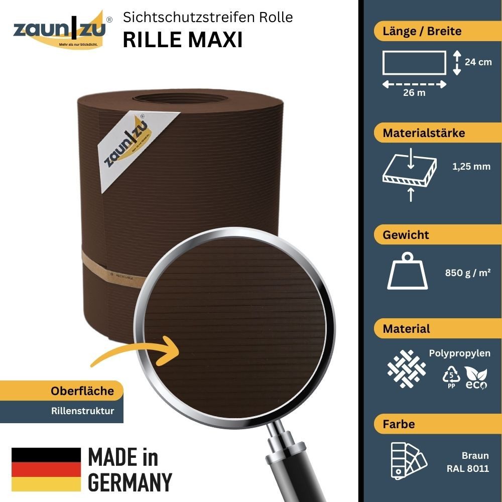 zaunzu Sichtschutzstreifen Rille Maxi Rolle für günstig online kaufen