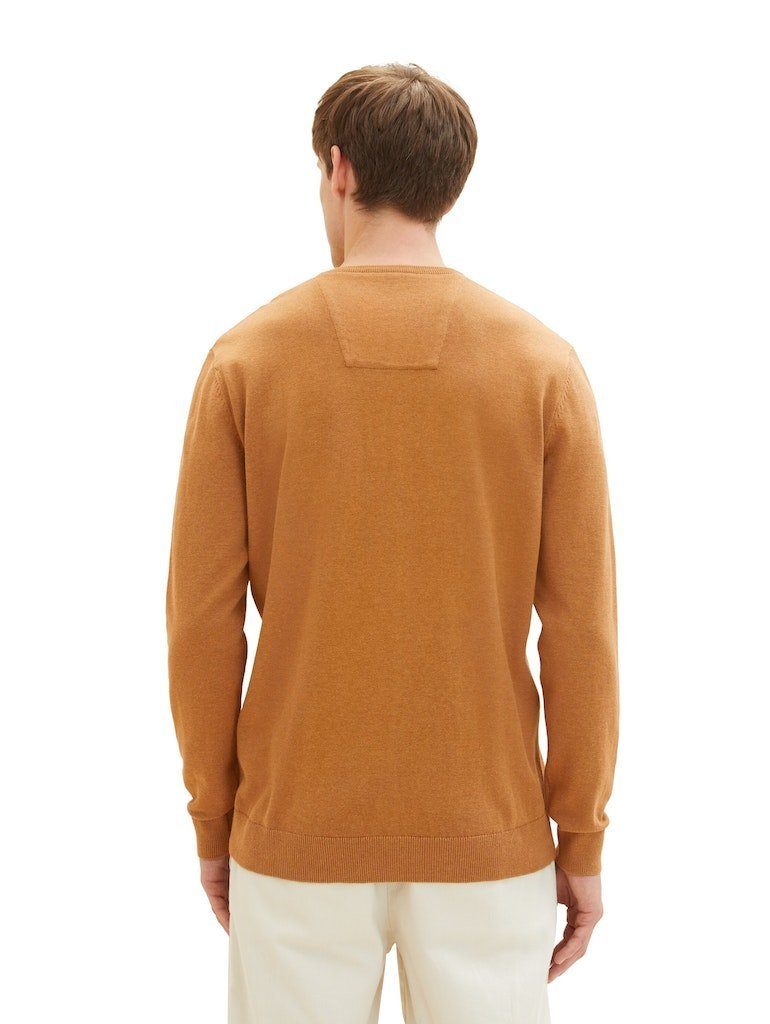 Melange Basic TAILOR (1-tlg) Sweatshirt Dark Camel V-Neck Sweater 32718 TOM