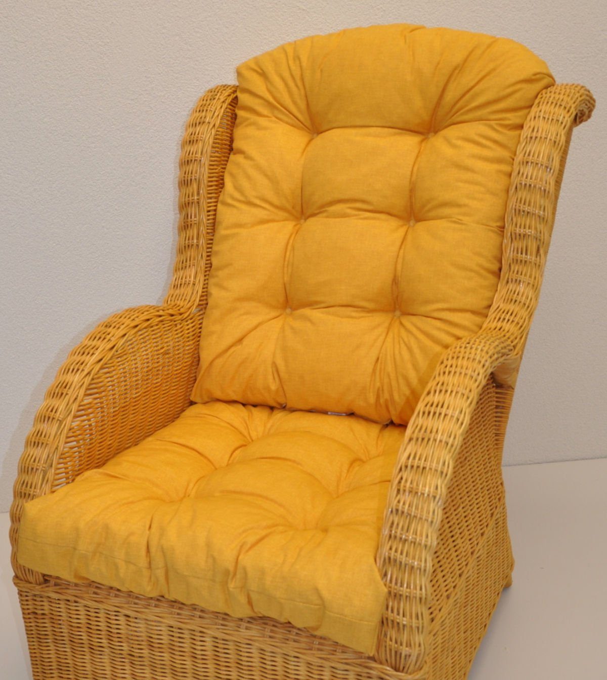 Rattani Sesselauflage Polster Kissen für Rattan Ohrensessel Rattansessel, Color gelb