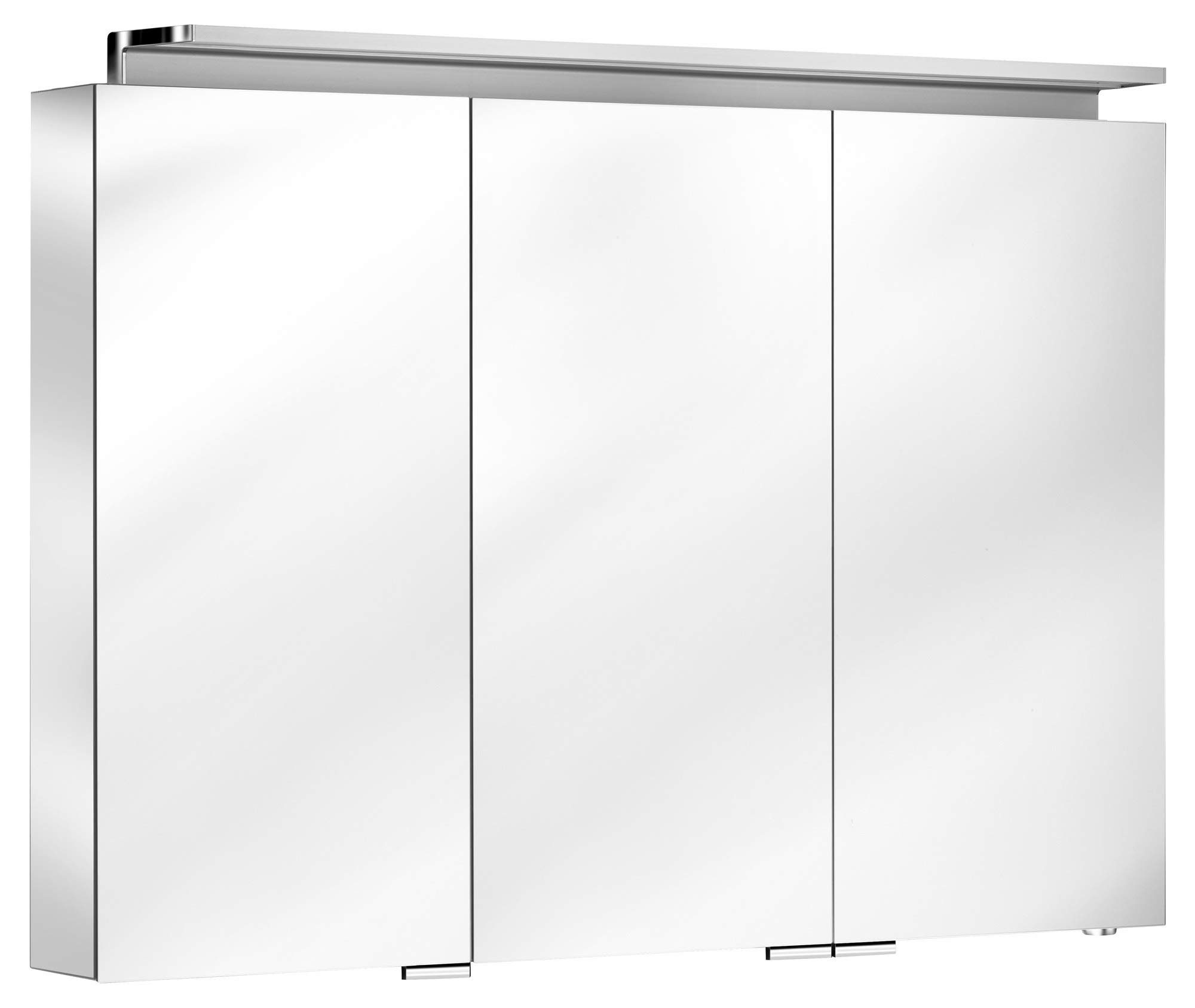 Keuco Spiegelschrank Royal L1 (Badezimmerspiegelschrank mit Beleuchtung LED) inkl. Wandbeleuchtung, verspiegelter Korpus, 3-türig, 120 cm