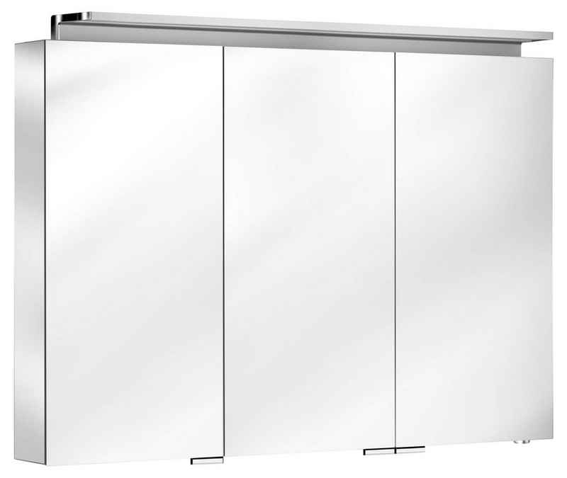 Keuco Spiegelschrank Royal L1 (Badezimmerspiegelschrank mit Beleuchtung LED) inkl. Wandbeleuchtung, verspiegelter Korpus, 3-türig, 100 cm