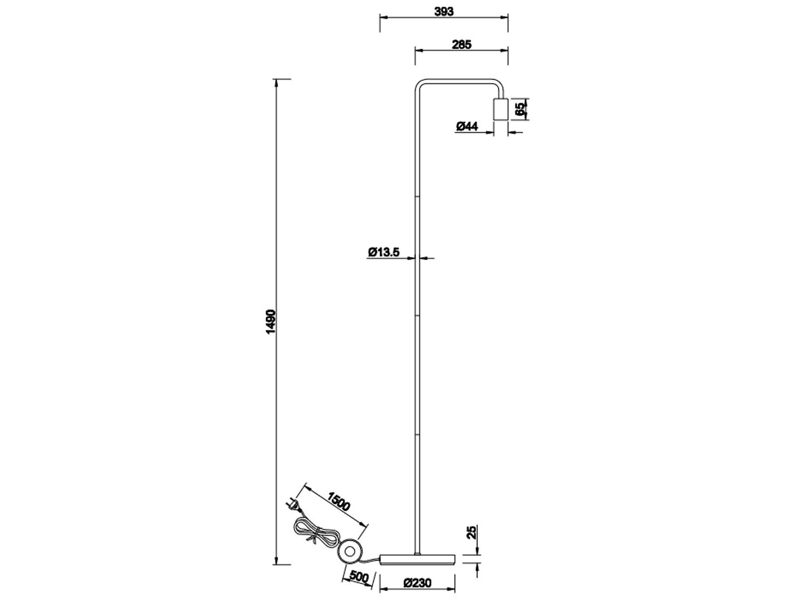 TRIO Leuchten LED Stehlampe, LED wechselbar, Warmweiß, minimalistische ohne Schirm Industrial schmal Ecke, Schwarz Höhe 149cm