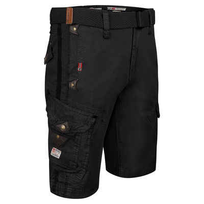 Geographical Norway Cargoshorts Herren kurze Hose BRPEANUT Schwarz (Packung, 1-tlg) Mit Gürtel