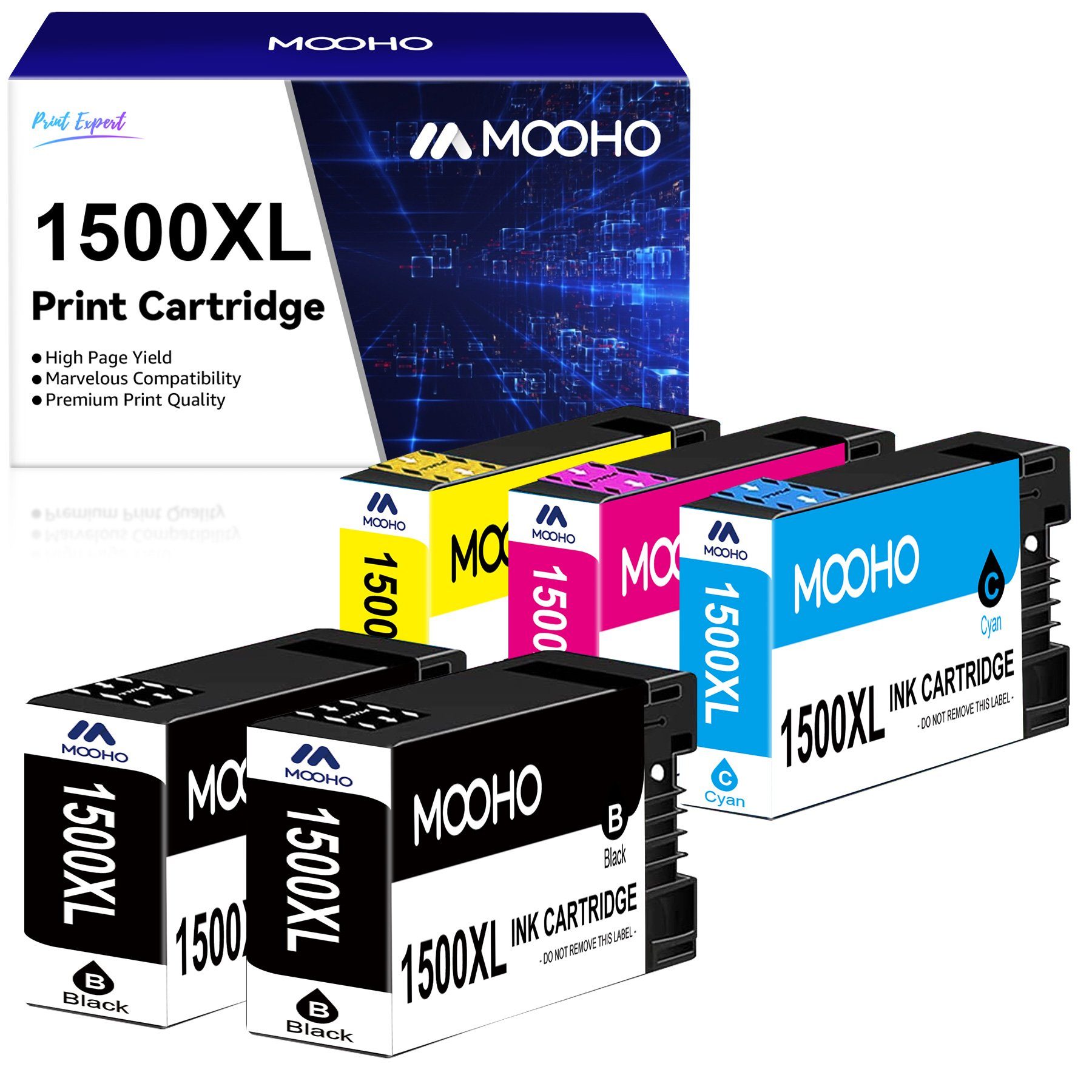 MOOHO 5PK für CANON 1500 XL PGI-1500XL Tintenpatrone (MaxifyMB2150 MB2155 MB2000 MB2050 MB2100, MB2300 MB2350 MB2700 MB2750 MB2755)