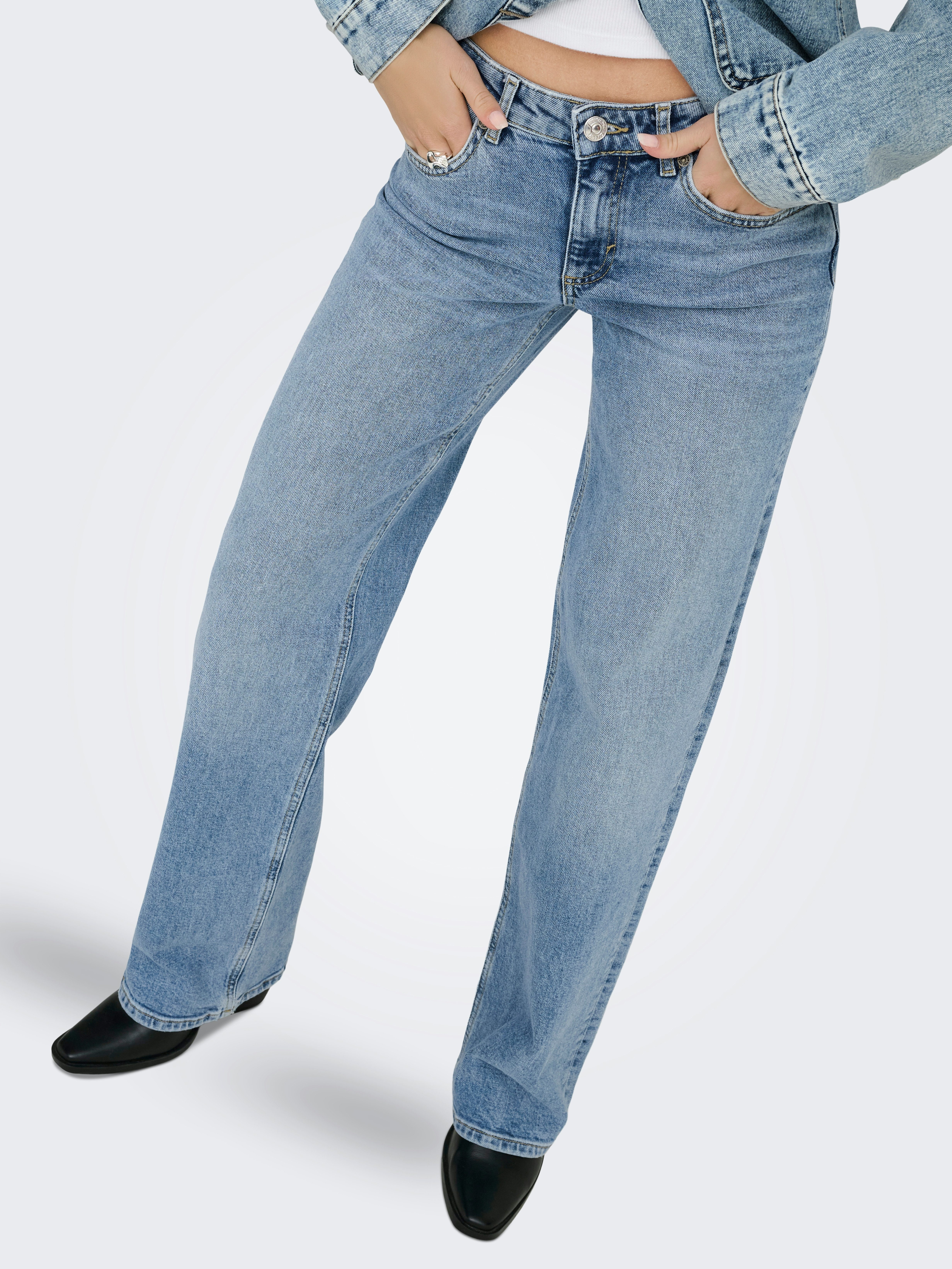 ONLY Low-rise-Jeans ONLJUICY LW WIDE LEG DNM REA365 NOOS Baumwollmischung, wide fit