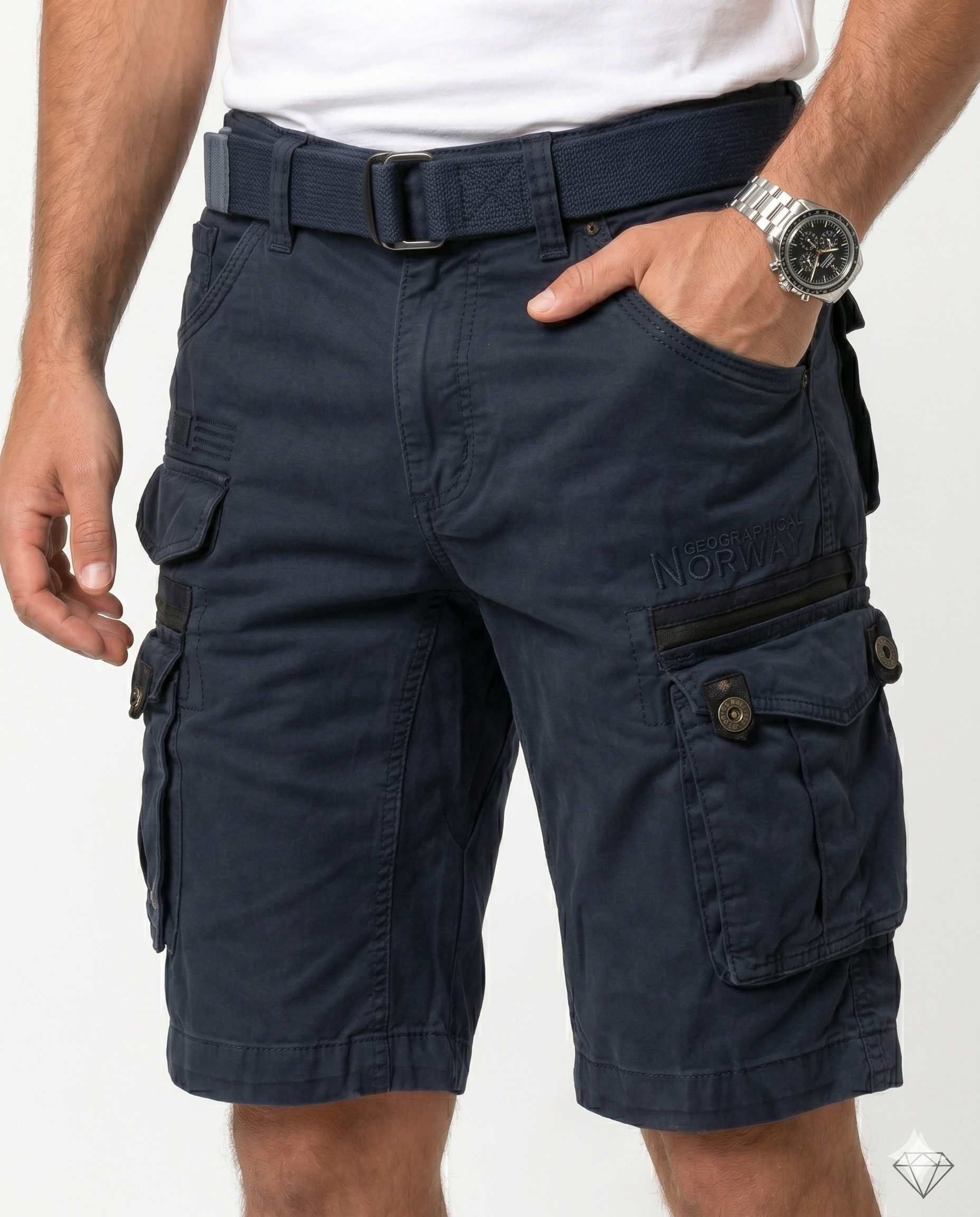 geographical norway Cargoshorts Herren – Kurze Hose aus Baumwolle, Regular Fit (Packung, 1-tlg) Bermuda Shorts mit Gürtel & Cargotaschen, Größe S–5XL