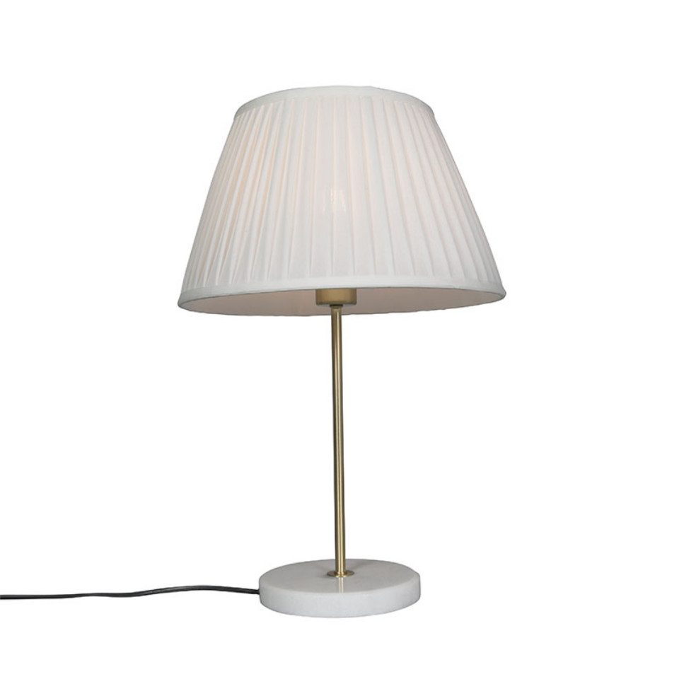 Qazqa Tischleuchte Kaso, ohne Leuchtmittel, Warmweiß, QAZQA Tisch­leuchte, e27, Crème, Stahl, Retro