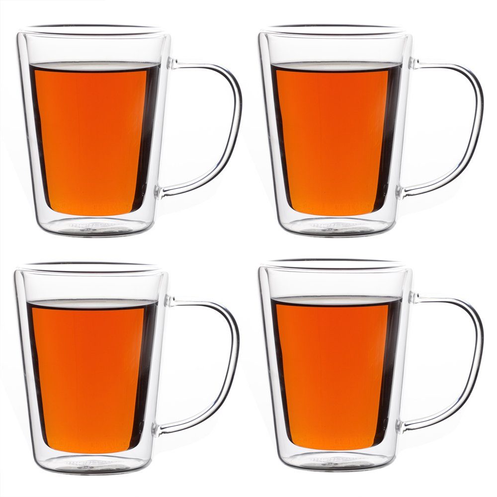 monzana Teeglas, 4 x Thermogläser doppelwandig aus Glas mit Henkel isoliert  250 ml Borosilikatglas Teetassen Gläser Set online kaufen | OTTO