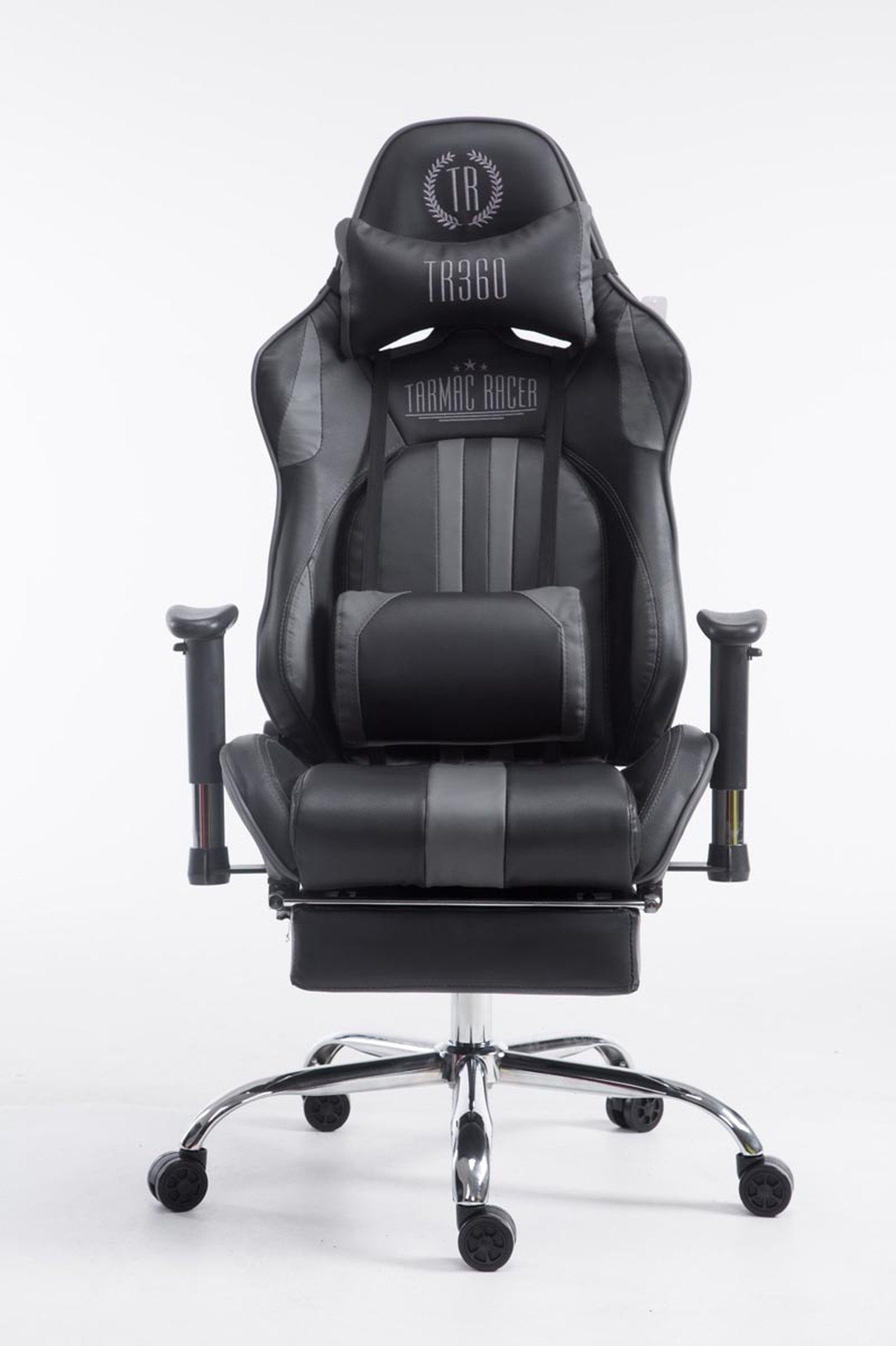 TPFLiving Gaming-Stuhl Limitless-2 Racingstuhl, (Schreibtischstuhl, höhenverstellbar Drehstuhl, Gamingstuhl, bequemer Sitzfläche: - 360° schwarz/grau Metall - Rückenlehne - Chefsessel), Gestell: chrom Kunstleder drehbar mit