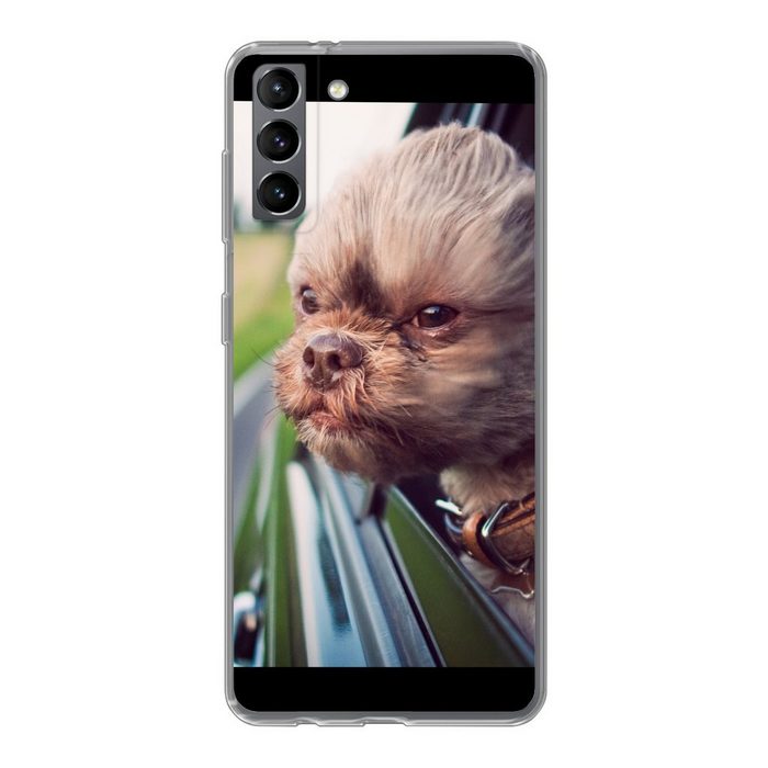 MuchoWow Handyhülle Hund - Auto - Tier Phone Case Handyhülle Samsung Galaxy S21 Plus Silikon Schutzhülle
