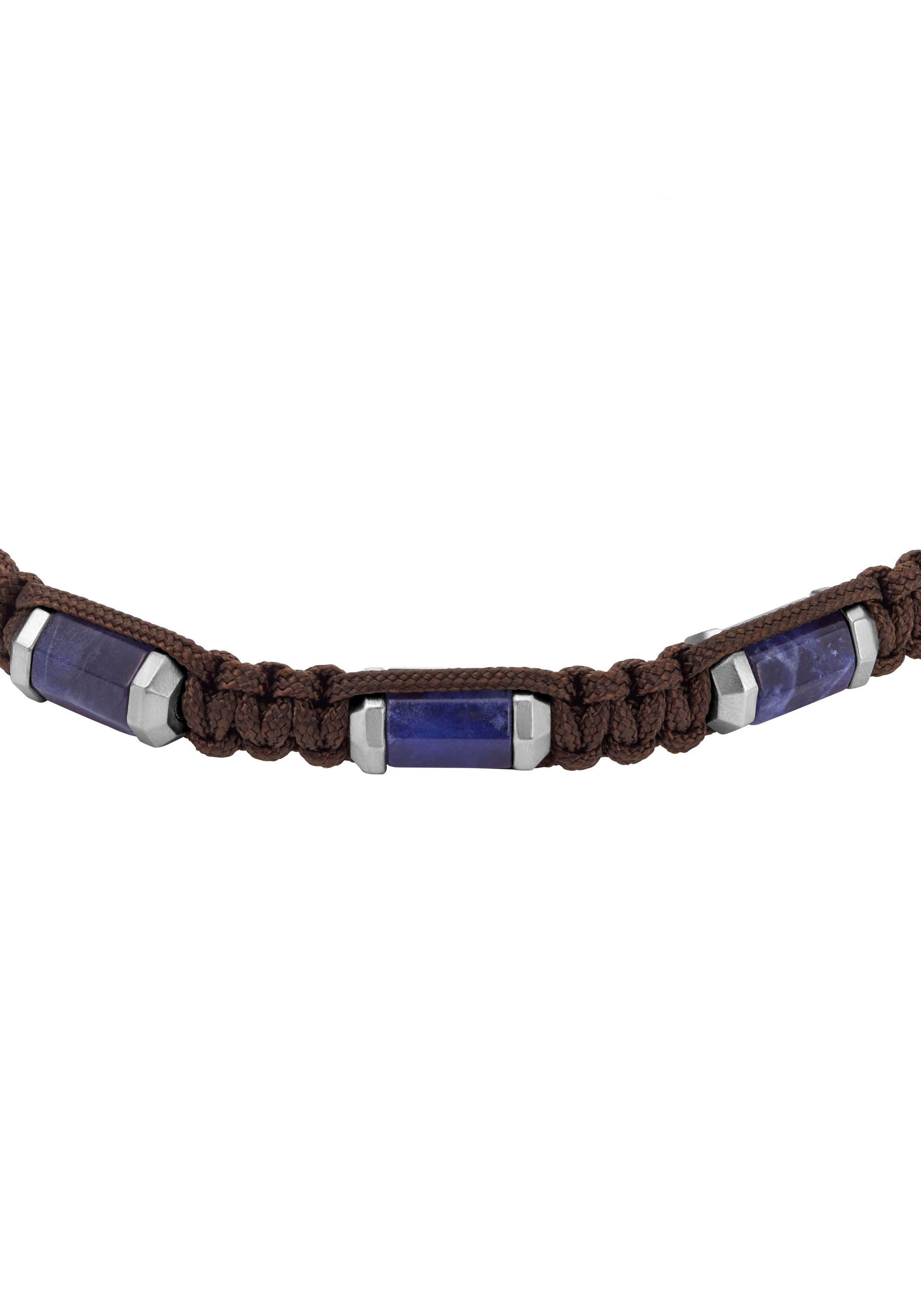 Fossil Armband JEWELRY, edelstahlfarben-braun-blau mit Tigeraugen und JF04471710, Sodalith JF04470040