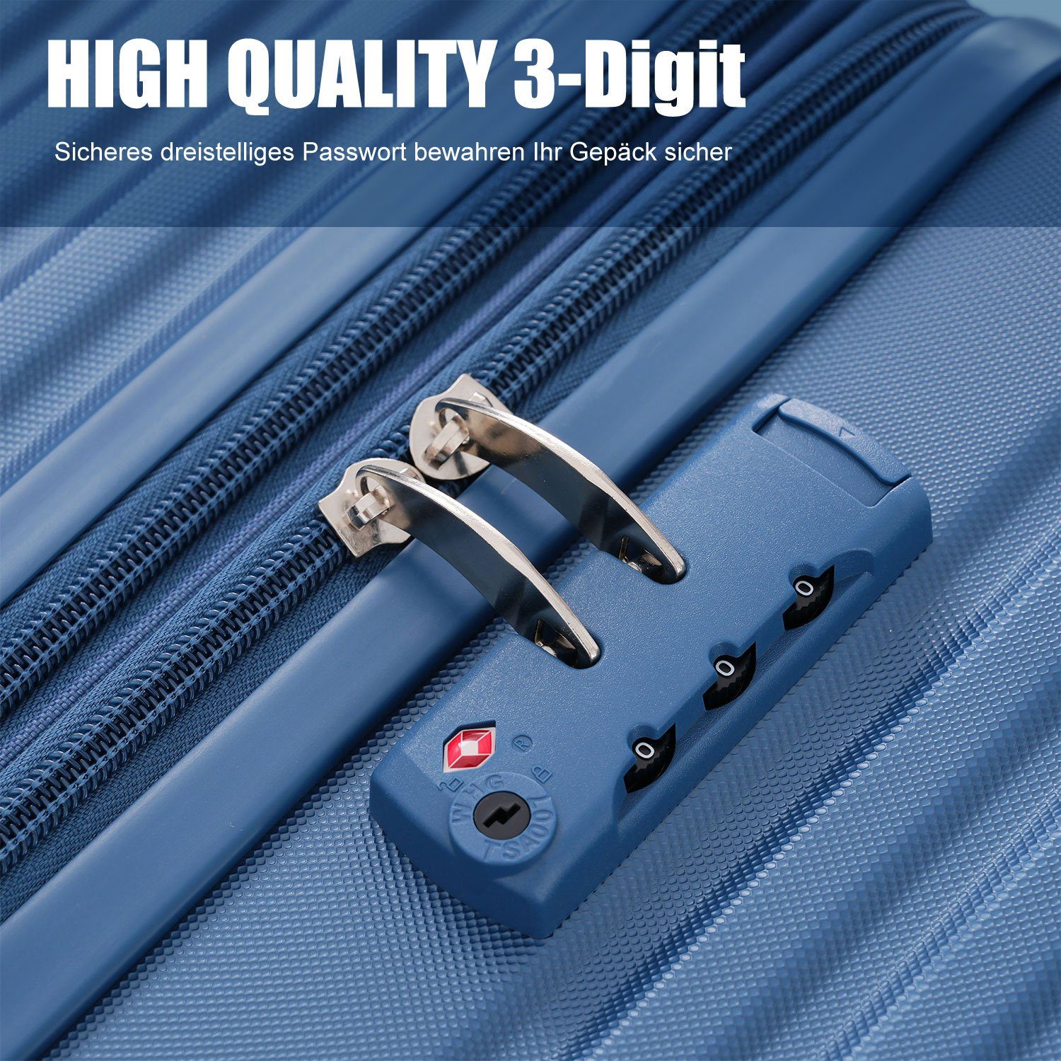 Modern Ulife cm Blau ABS-Material, 36*21*55 TSA Hartschalen-Trolley Reisekoffer Handgepäck M-Größe: Zollschloss,