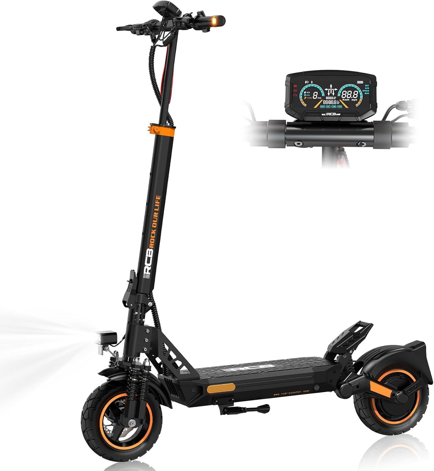 RCB E-Scooter D5 Pro Ultra mit Straßenzulassung NFC Blinker App bis 120km Reichweite, 500 W, 20 km/h, 1600 W Peakleistung, bis 150 kg Gesamtmasse