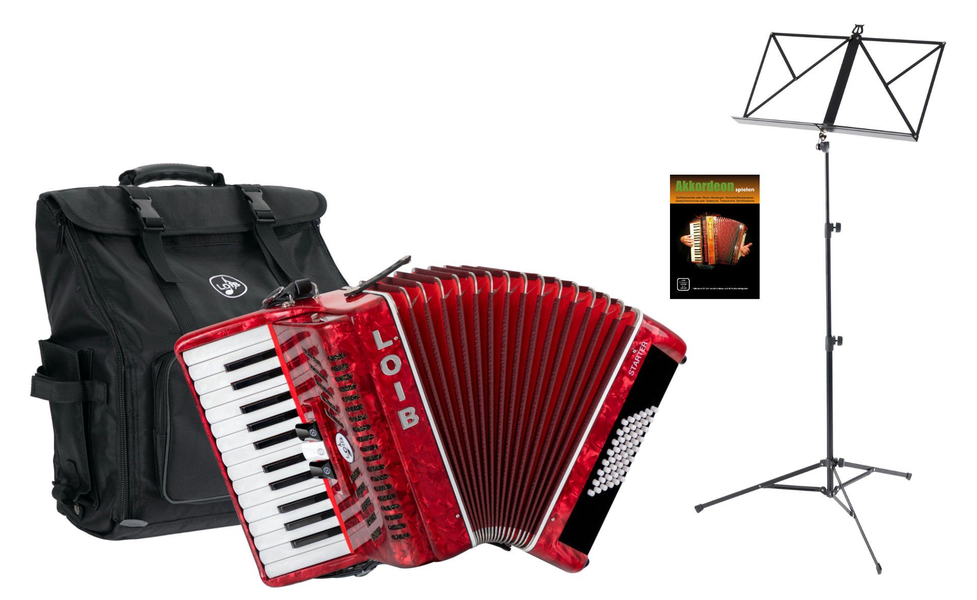 Loib Piano-Akkordeon »48 Bass Akkordeon mit 2 Chören, 26 Diskanttasten -  Schülerakkordeon«, inkl. Riemen, Tasche, Notenständer & Schule online kaufen  | OTTO