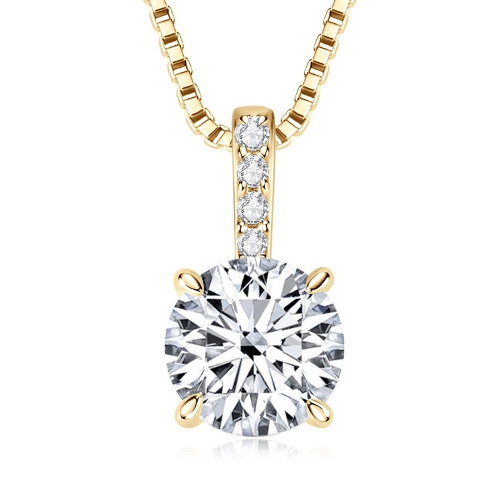 ROUGEMONT Kette mit Anhänger Funkelnde Damen Halskette Moissanit 925 Silber 1,0 ct 18K Gold, Echtschmuck mit Zertifikat