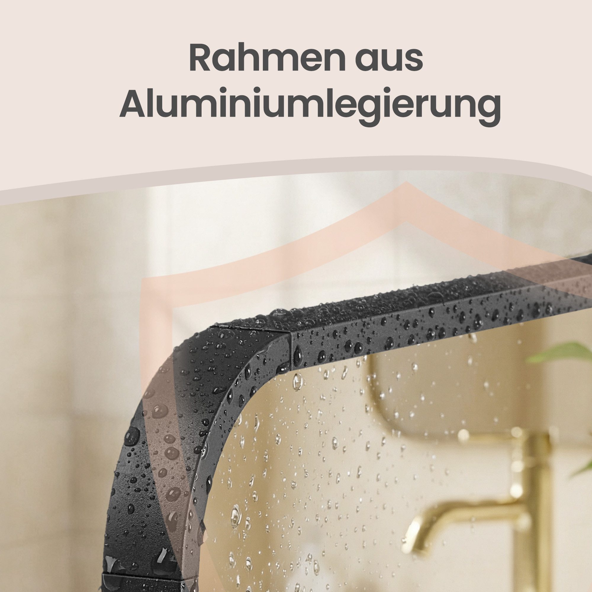 SONGMICS Standspiegel 2 Aufhängemöglichkeiten, Spiegel für Bad mit Sicherheitsfolie, Badspiegel, Wandspiegel, Rechteckiger Spiegel, Aluminiumrahmen – Bild 5 von 5