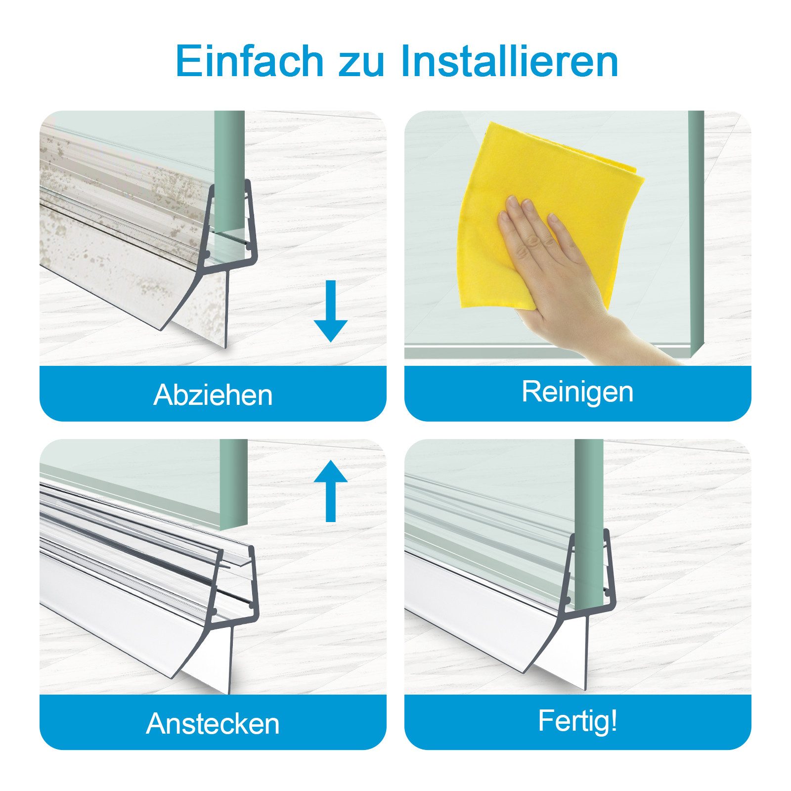 Heilmetz Duschdichtung Ersatzdichtung für 4-6 mm Glas mit Wasserabweiser Transparent, L: 60 cm, (Duschtürdichtung für gerade Duschtüren, 1-St), PVC-Dichtungspro – Bild 5 von 5