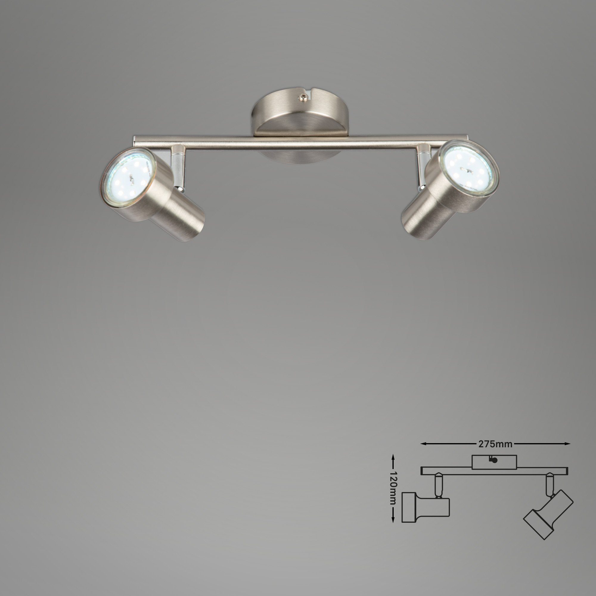 Briloner Deckenspots GU10, wechselbar, LED Warmweiß, Leuchten LED matt-nickel, 2843-022, Deckenlampe