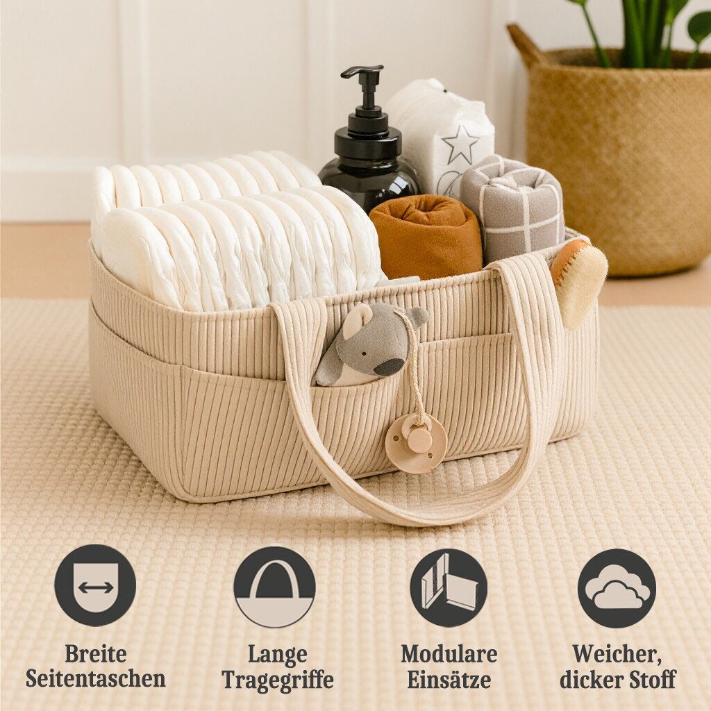Zaewry Aufbewahrungskorb Windelaufbewahrungskorb, Cordwindeltasche, Weiche Wickeltasche, multifunktionaler Aufbewahrungskorb