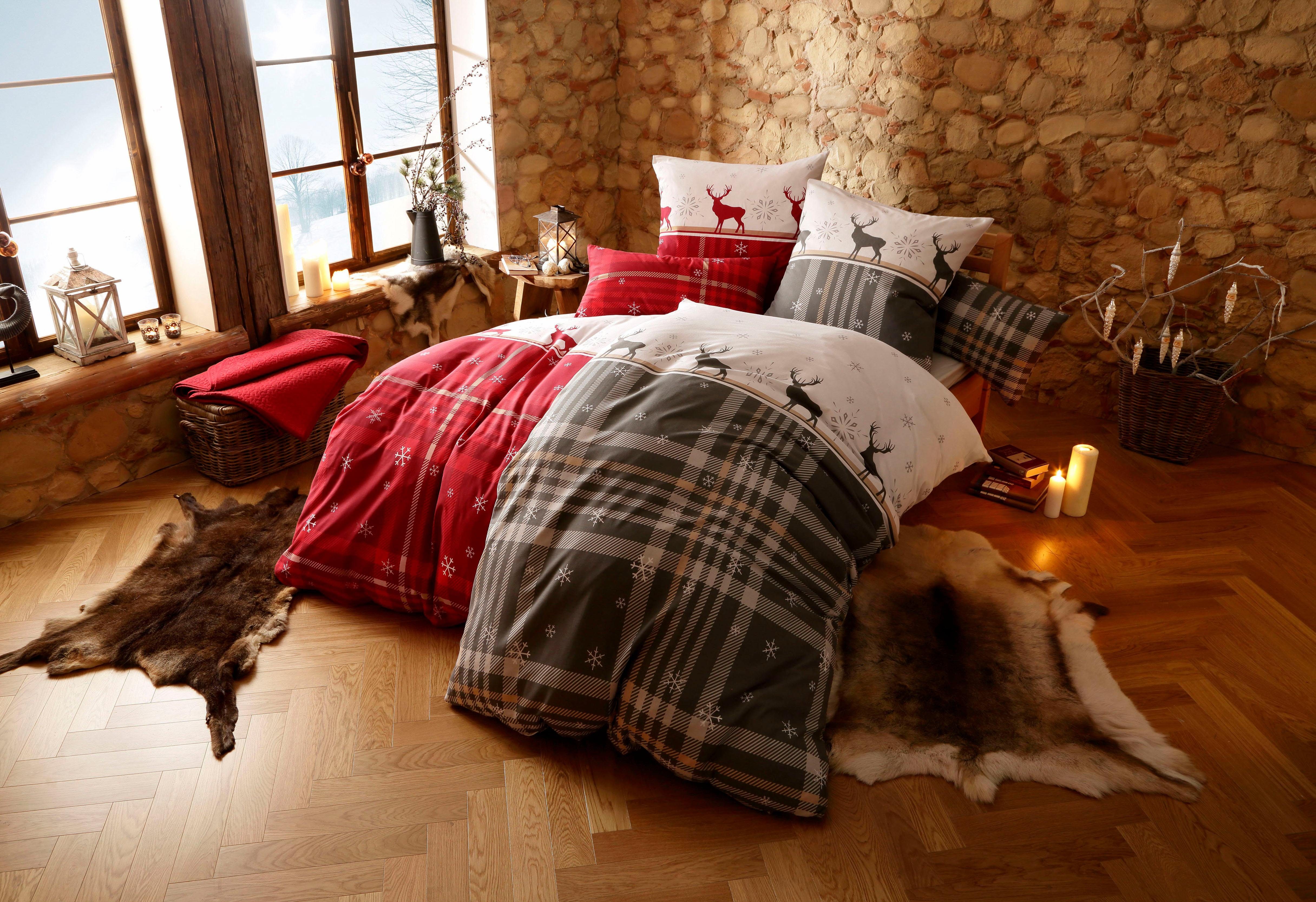 OTTO home Bettwäsche Wenda, Biber, 2 teilig, in Qualitäten PolyCotton (kühlend) + Biber (wärmend, 100% Baumwolle)