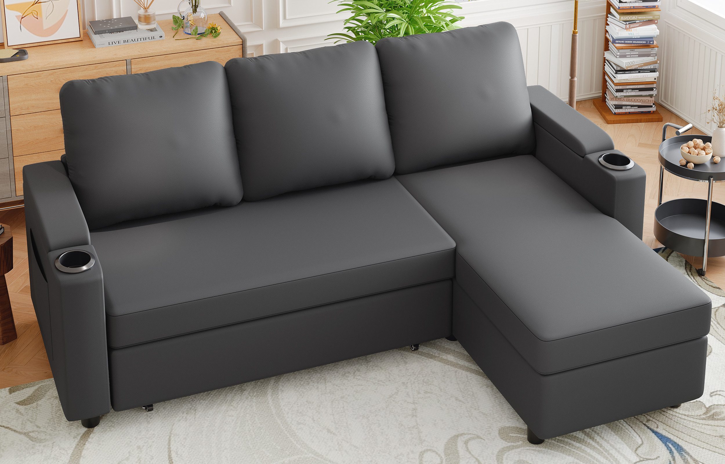 HOMALL Ecksofa Multifunktionaler Stauraum Ausziehbares L-förmiges Schlafsof günstig online kaufen