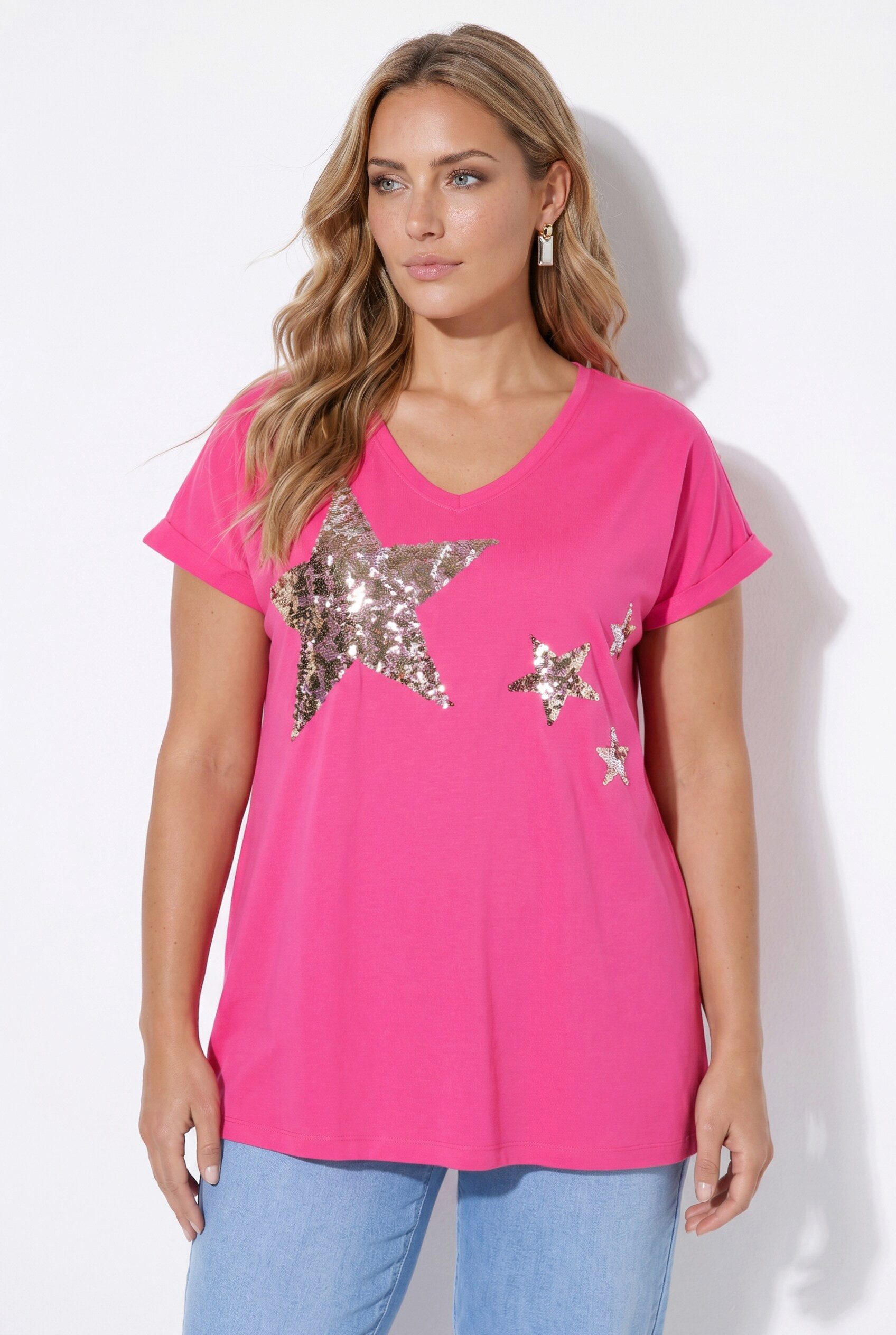Angel of Style T-Shirt T-Shirt Komfort Fit Pailletten-Sternen