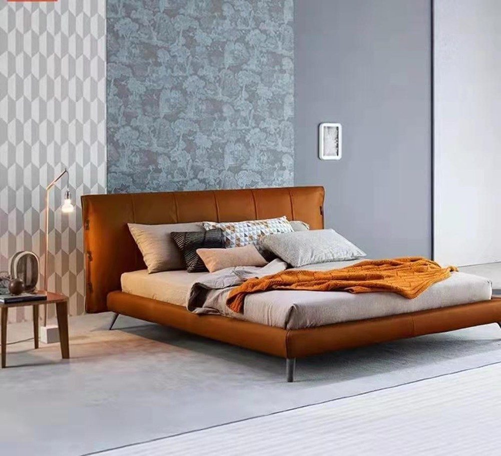 JVmoebel Bett Luxus Doppelbett mit italienischem Leder für das Schlafzimmer, Made in Europa