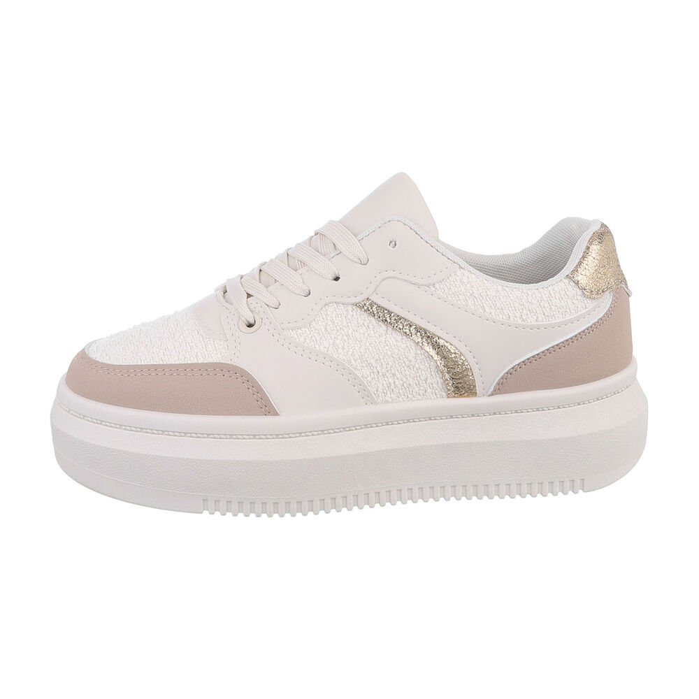 Ital-Design Damen Low-Top Freizeit Sneaker Flach Sneakers Low in Creme