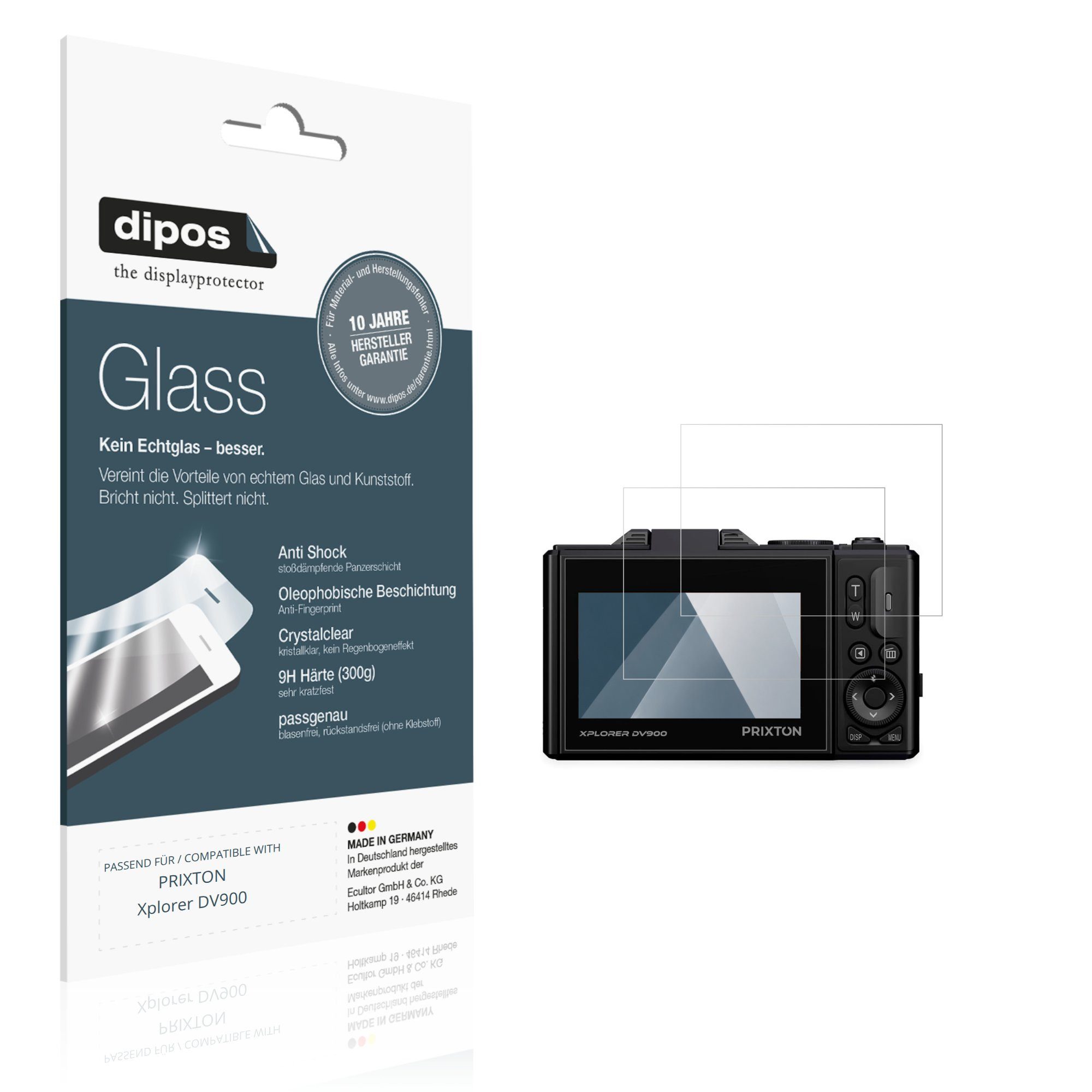 dipos Displayschutzfolie Schutzfolie für PRIXTON Xplorer DV900, 2 Stück, Displayschutz Schutz Folie Made in Germany