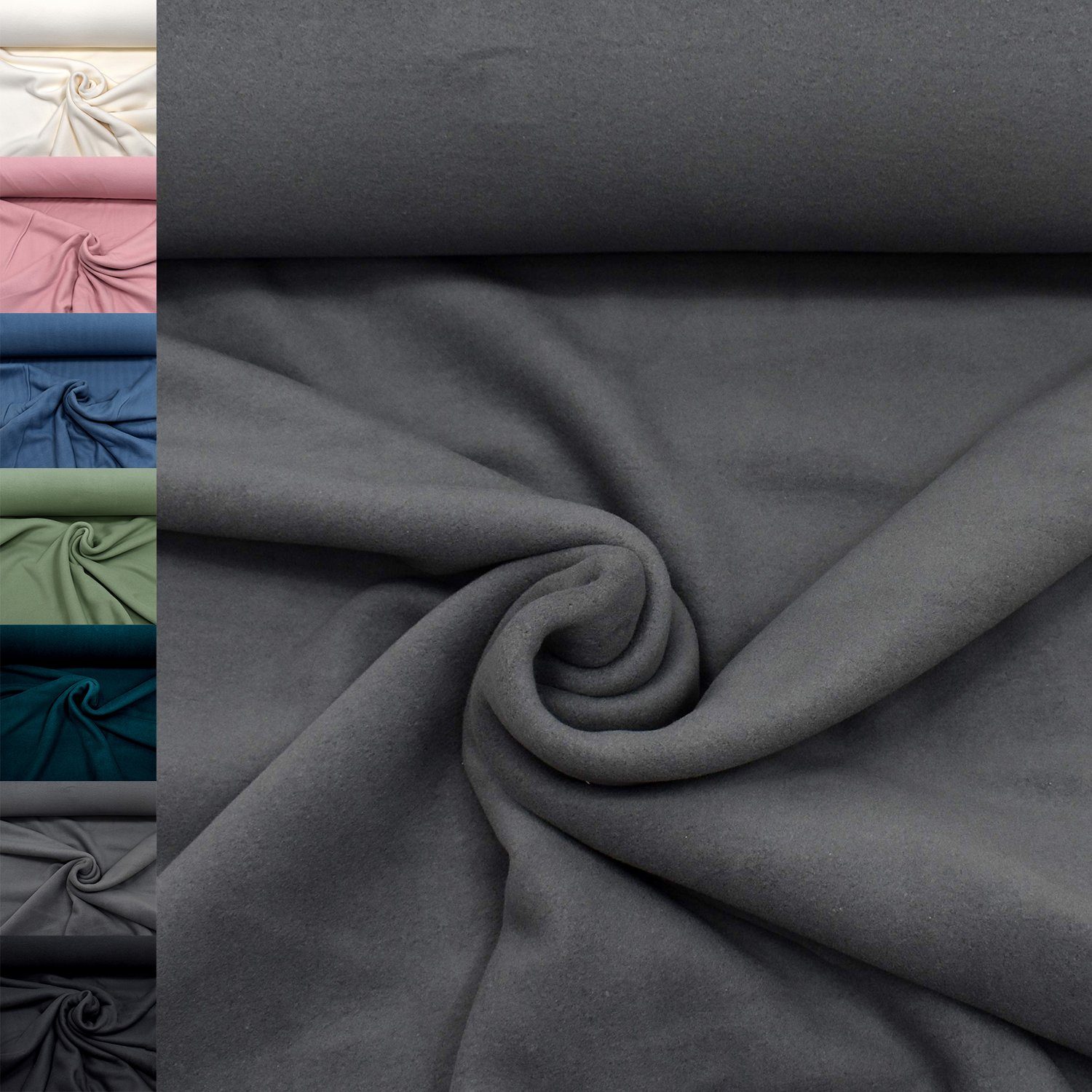 MAGAM-Stoffe Stoff "Antonia", Bio Fleece Stoff 100% Baumwolle uni einfarbig Meterware ab 50cm