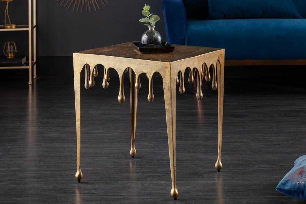riess-ambiente Couchtisch LIQUID LINE L 46cm gold, Wohnzimmer · Metall · eckig · Tropfen-Design · Modern