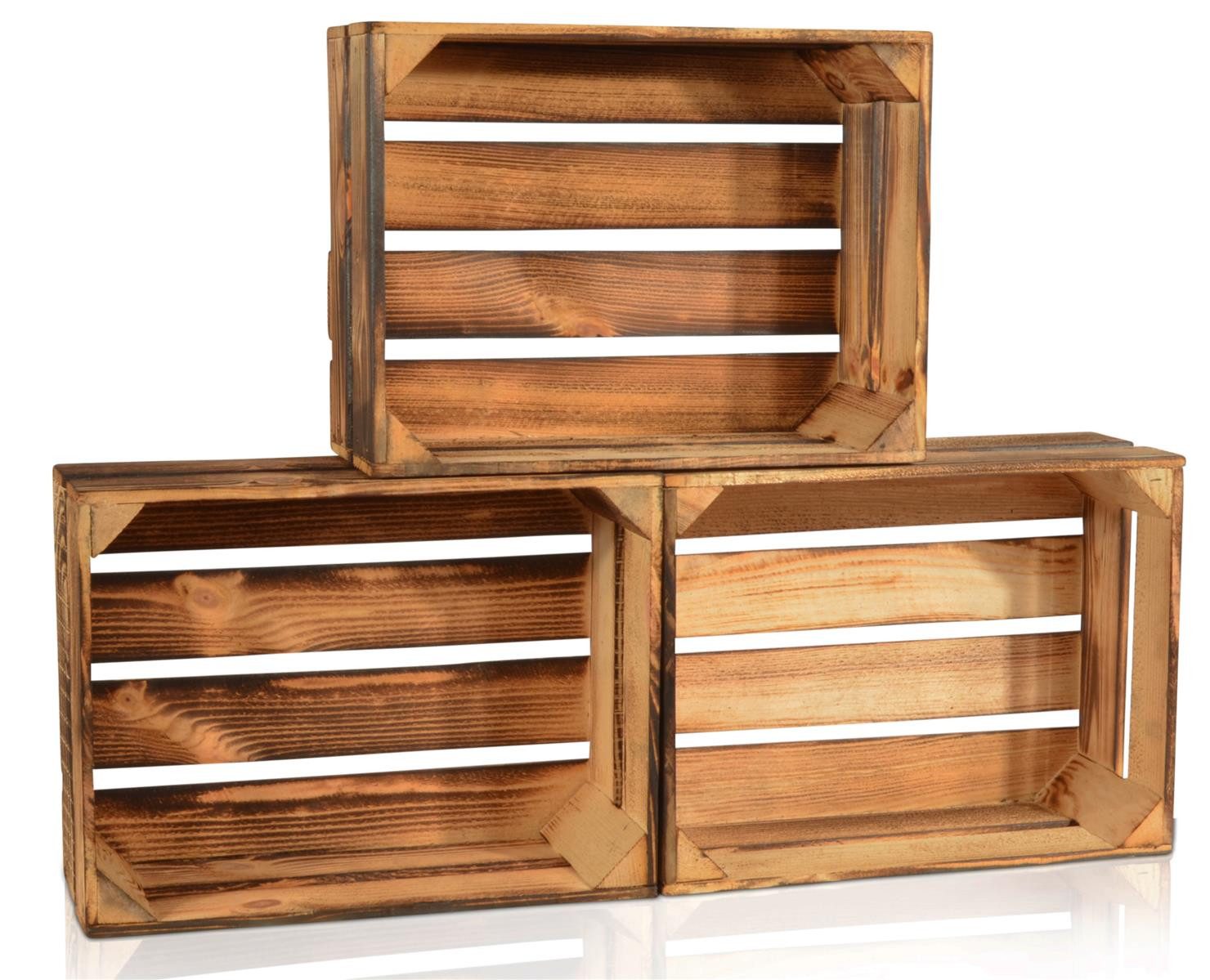 CHICCIE Holzkiste Regale Geflammt 38x28x15cm - günstig online kaufen
