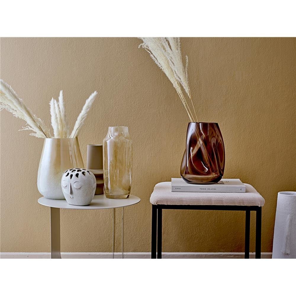 Bloomingville Dekovase Elissa Vase mit Gesicht, aus Steingut, Blumenvase, Rundvase, dänisches Design, Weiß