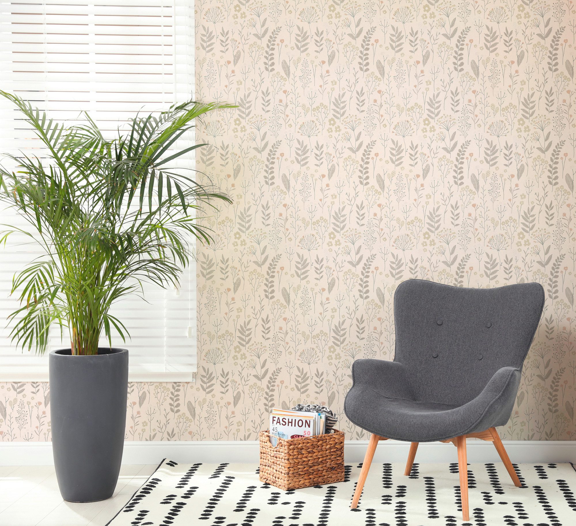 A.S. Création Vliestapete Attractive 3 – Nordic Floral, aufgeschäumt, floral, Metallic, glänzend