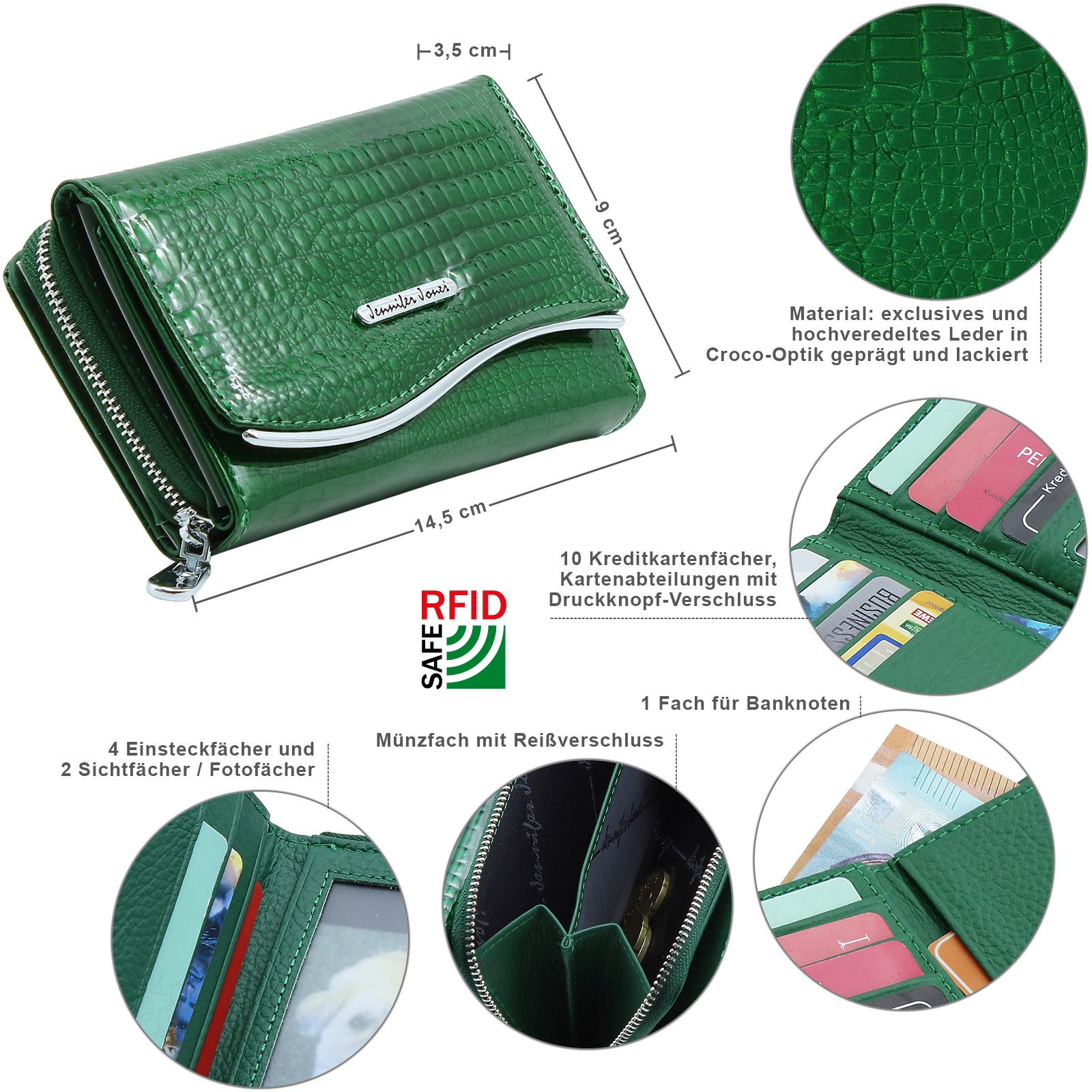 J JONES JENNIFER JONES Geldbörse Damen Leder Portmonee Modische Croco Glanz günstig online kaufen