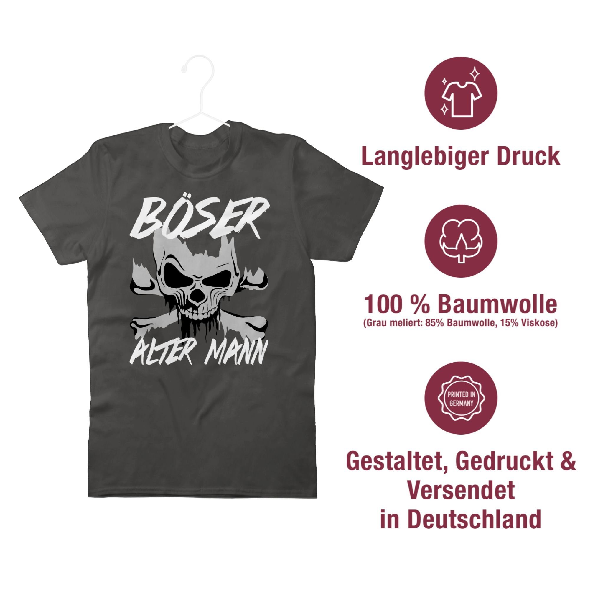 Totenkopf Mann & Böser T-Shirt Dunkelgrau 02 alter Shirtracer Piraten