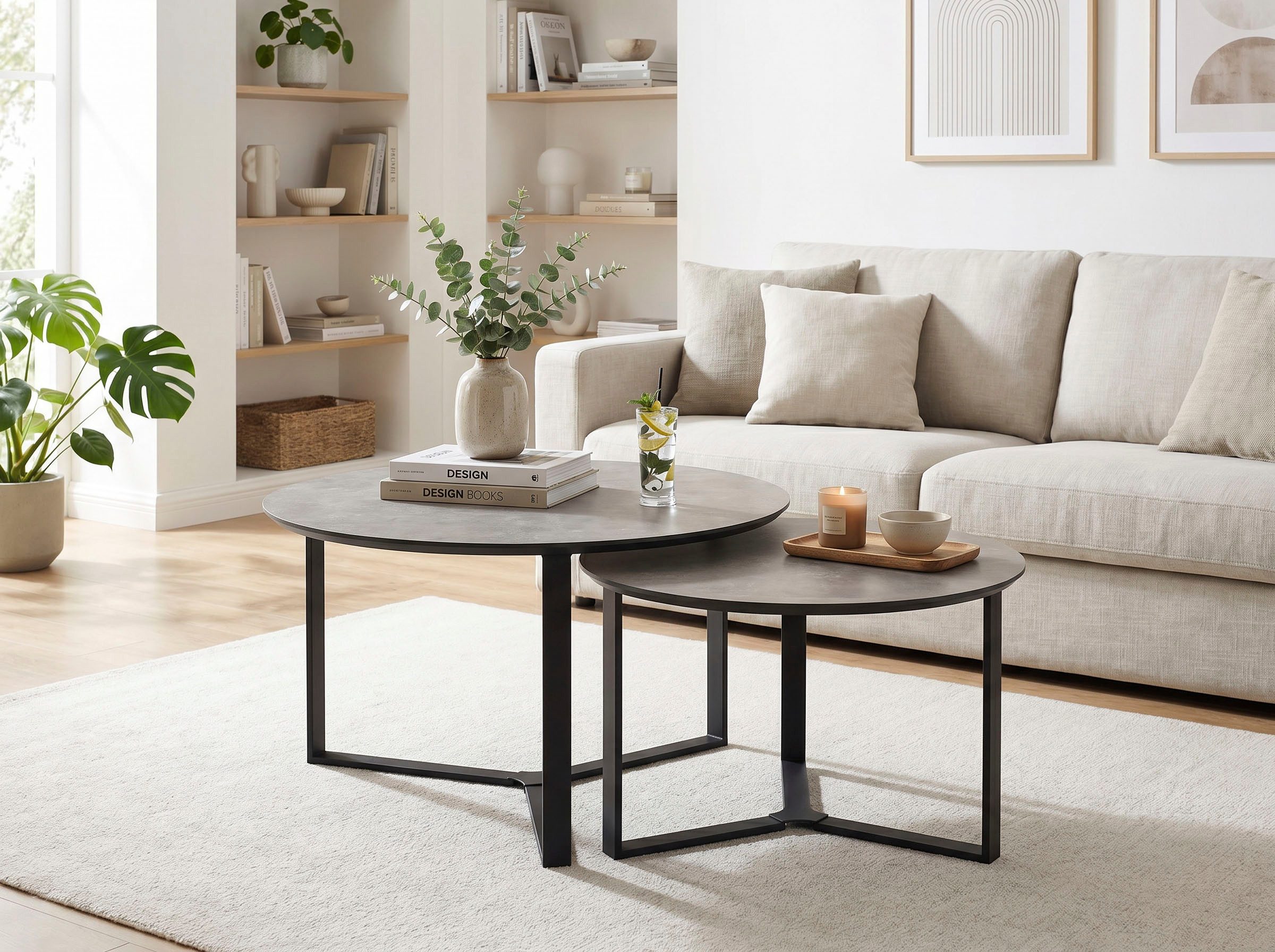 HELA Couchtisch MASSA (Set, 2-St), 2er Set, Gestell rechteckig, Melamin mit Schweizer Kante