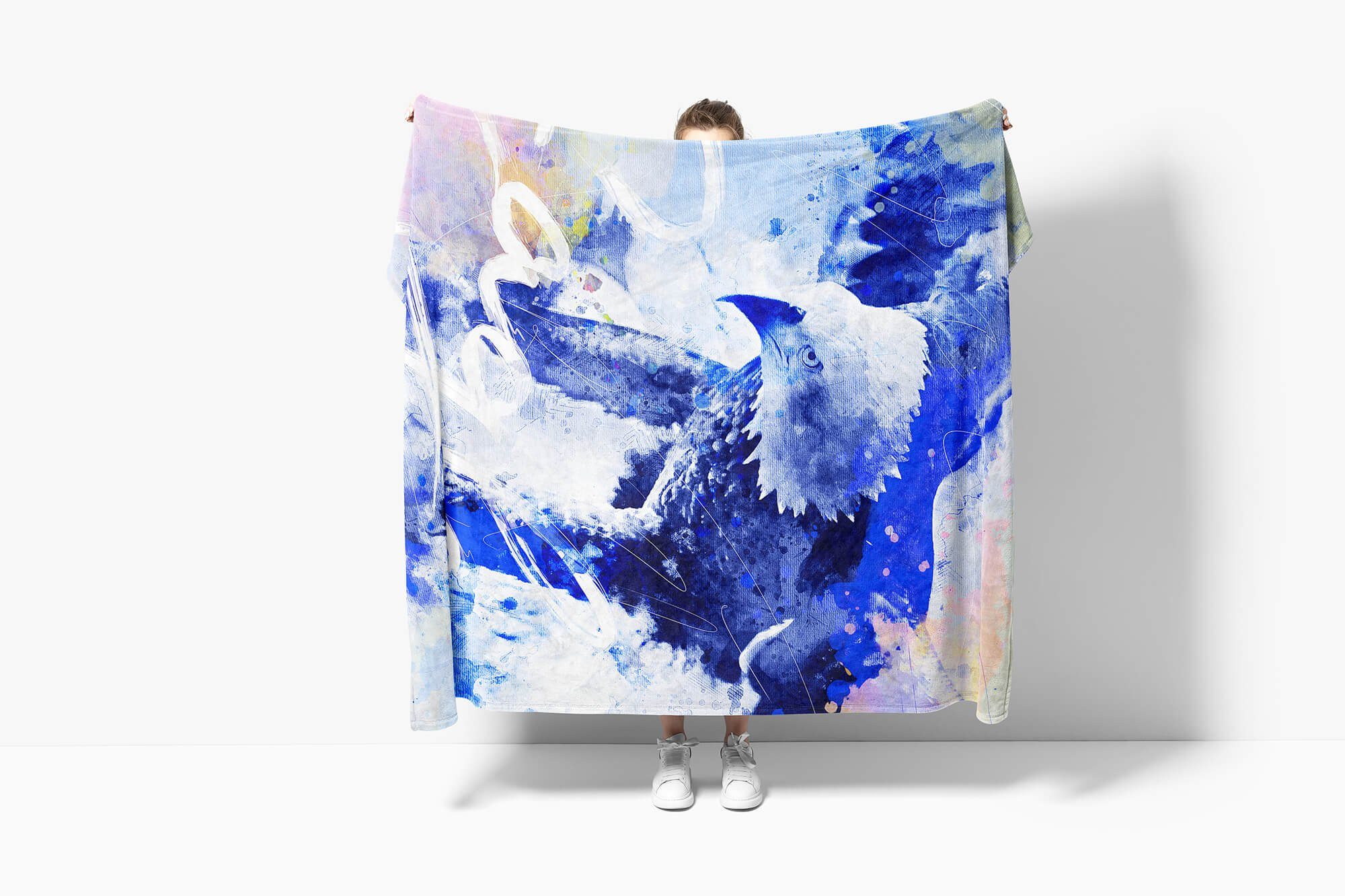 Strandhandtuch Mo, Serie Eagle Tier SplashArt II Handtücher Sinus Kuscheldecke Baumwolle-Polyester-Mix Handtuch Saunatuch Art (1-St), Kunstvoll Handtuch