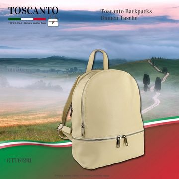 Toscanto Cityrucksack Toscanto Damen Cityrucksack Leder Tasche (Cityrucksack), Damen Cityrucksack Leder, beige, Größe ca. 32cm