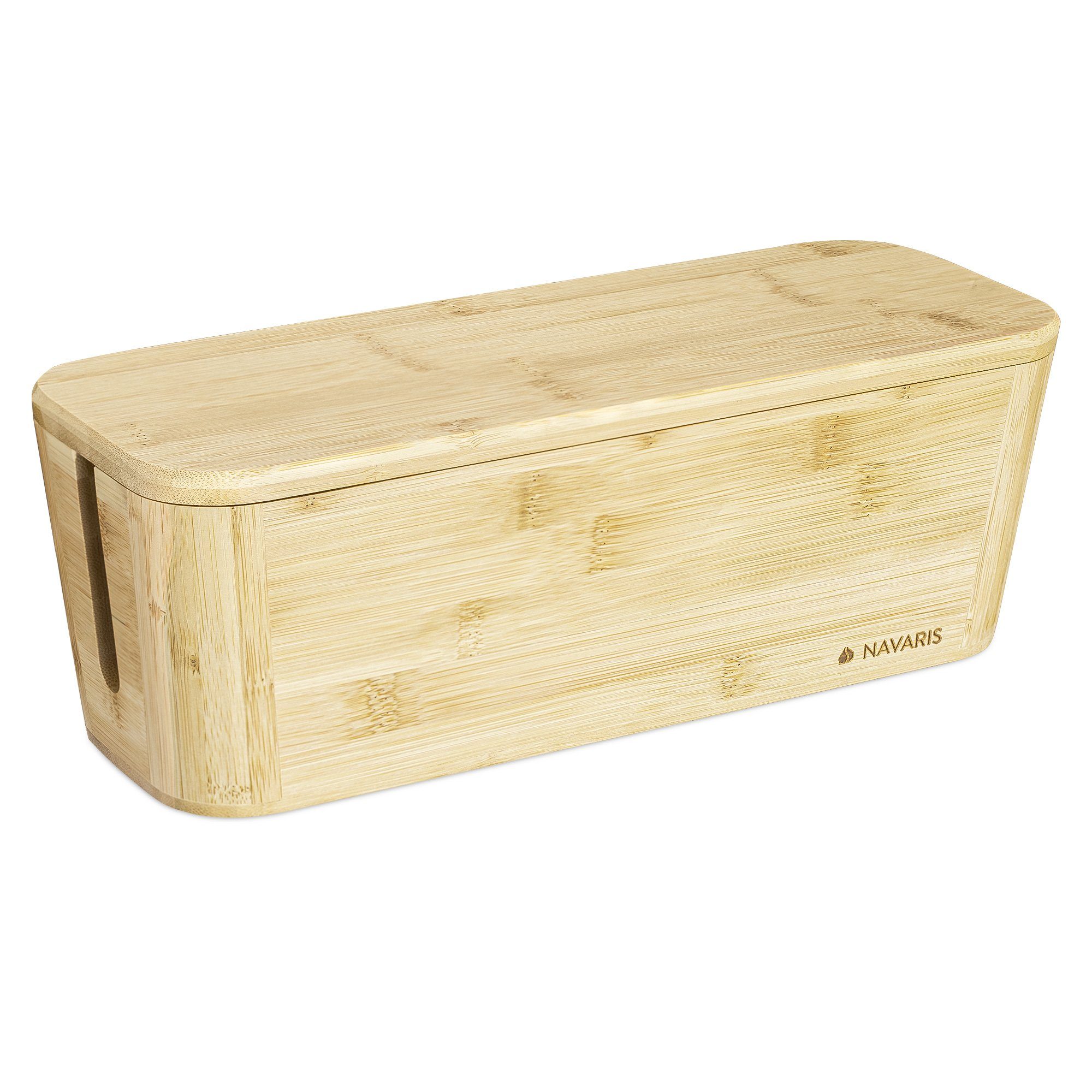 Navaris Aufbewahrungsbox Bambus mit Deckel - Organizer für Kabel 32x12x11cm günstig online kaufen
