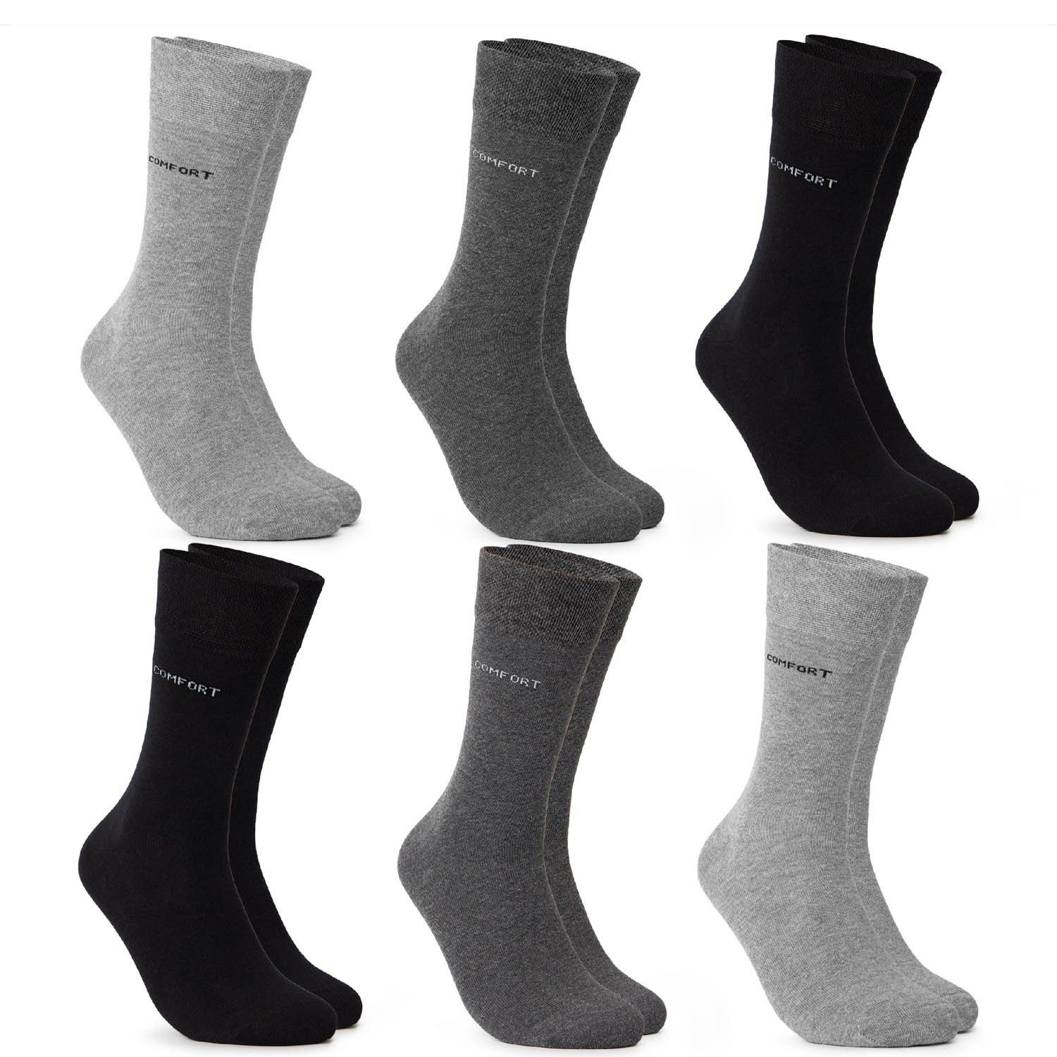 (6-Paar) OCCULTO GreyMix 6er Herren Basicsocken Pack Komfortsocken