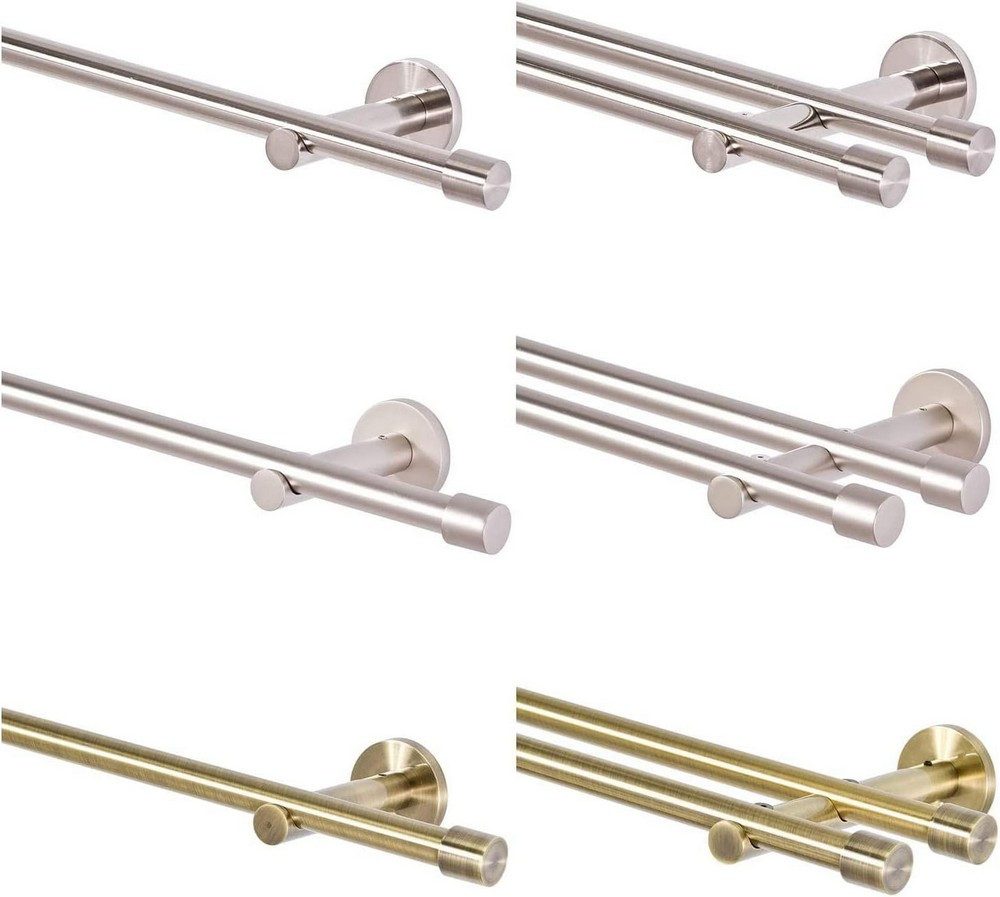 MDEKOR Gardinenstange komplette Ø 16 mm mit Endkappen, kürzbar, Wandmontage, 1-läufig, 120 cm Antik Gold – Bild 5 von 5