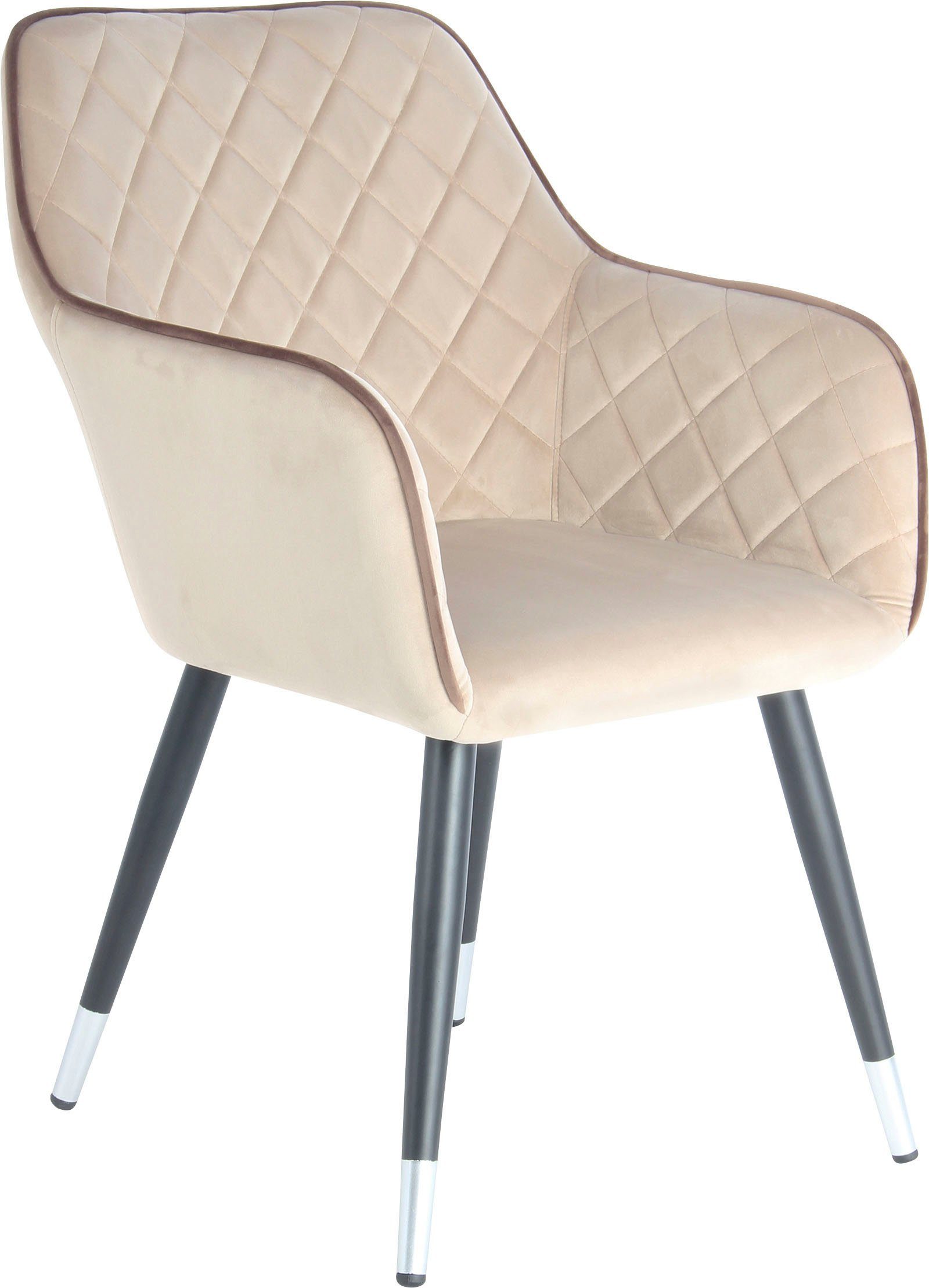 Kayoom Polsterstuhl Stuhl Amino 525 (1 St), samtweicher Bezug, elegant, glamourös Beige / Braun | Beige / Braun
