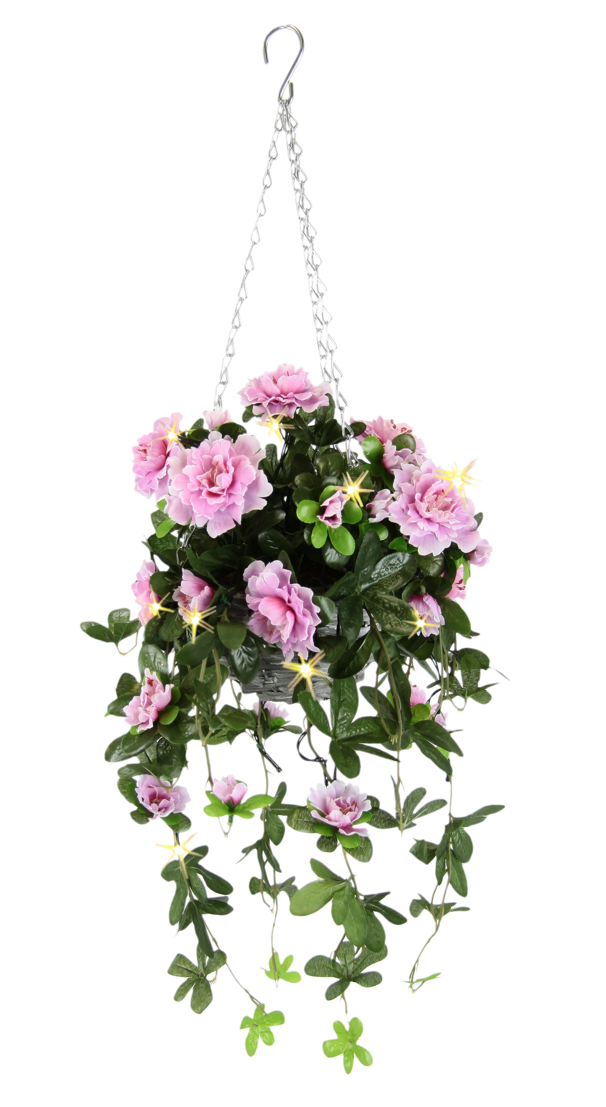 Kunstblume Künstliche Blume 'Bougainvillea' mit LED-Girlande 75cm Hängeampel Bougainvillea, I.GE.A., Höhe 75 cm, Kunstpflanze Schmetterlingsflieder Balkonpflanze Deko Party Hochzeit