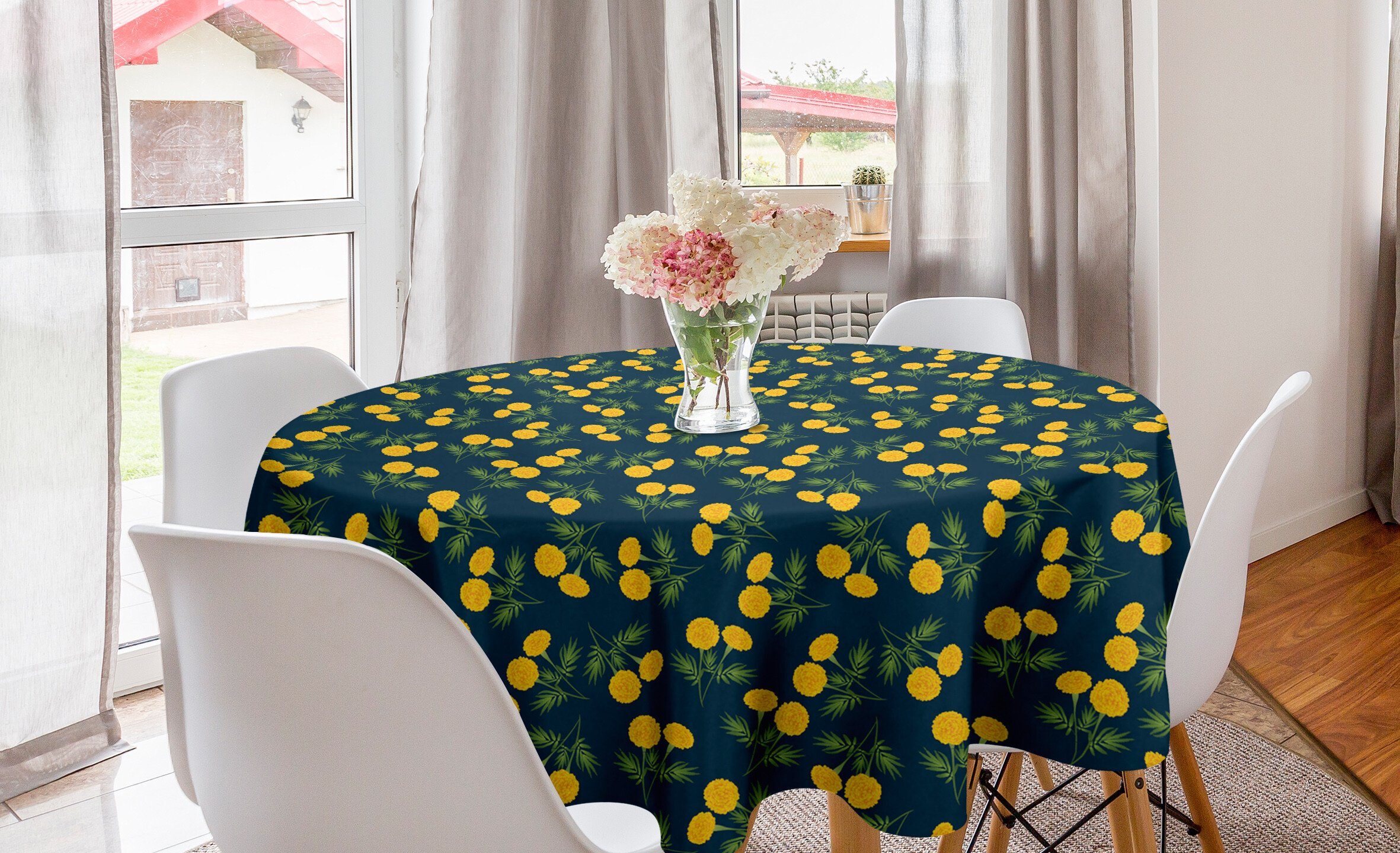 Abakuhaus Tischdecke Kreis Tischdecke Abdeckung für Esszimmer Küche Dekoration, Blume Gartennelken-Muster
