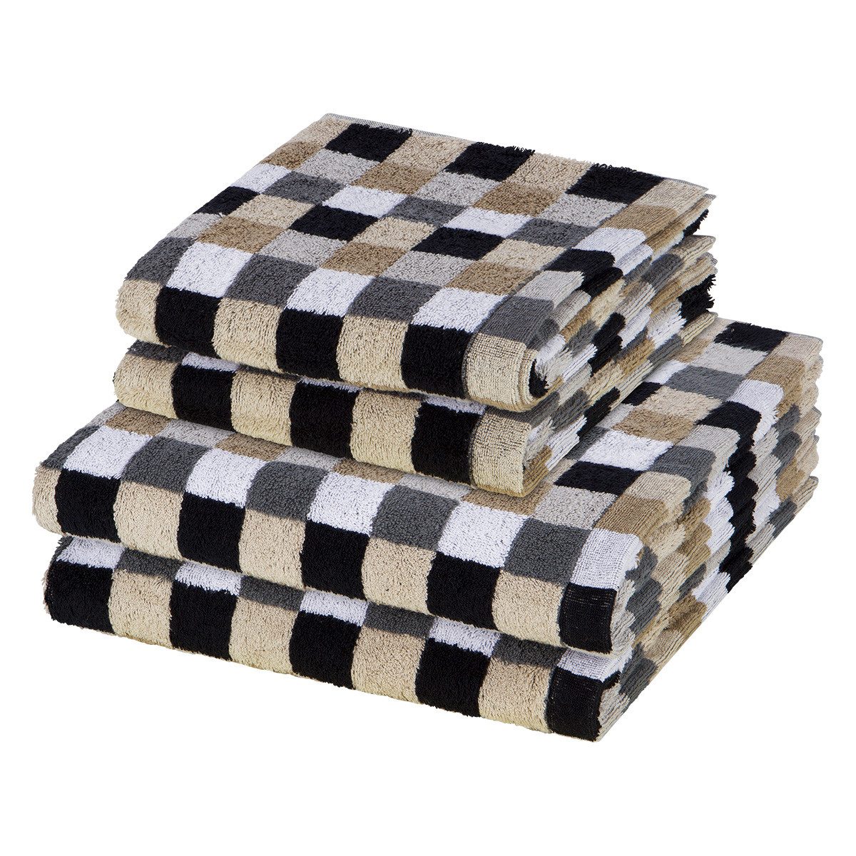 Cawö Handtuch Set Lifestyle, Walkfrottee (Spar-Set, 4-St), 2 X Handtuch 2 X Duschtuch im Set - Baumwolle - Saugstark