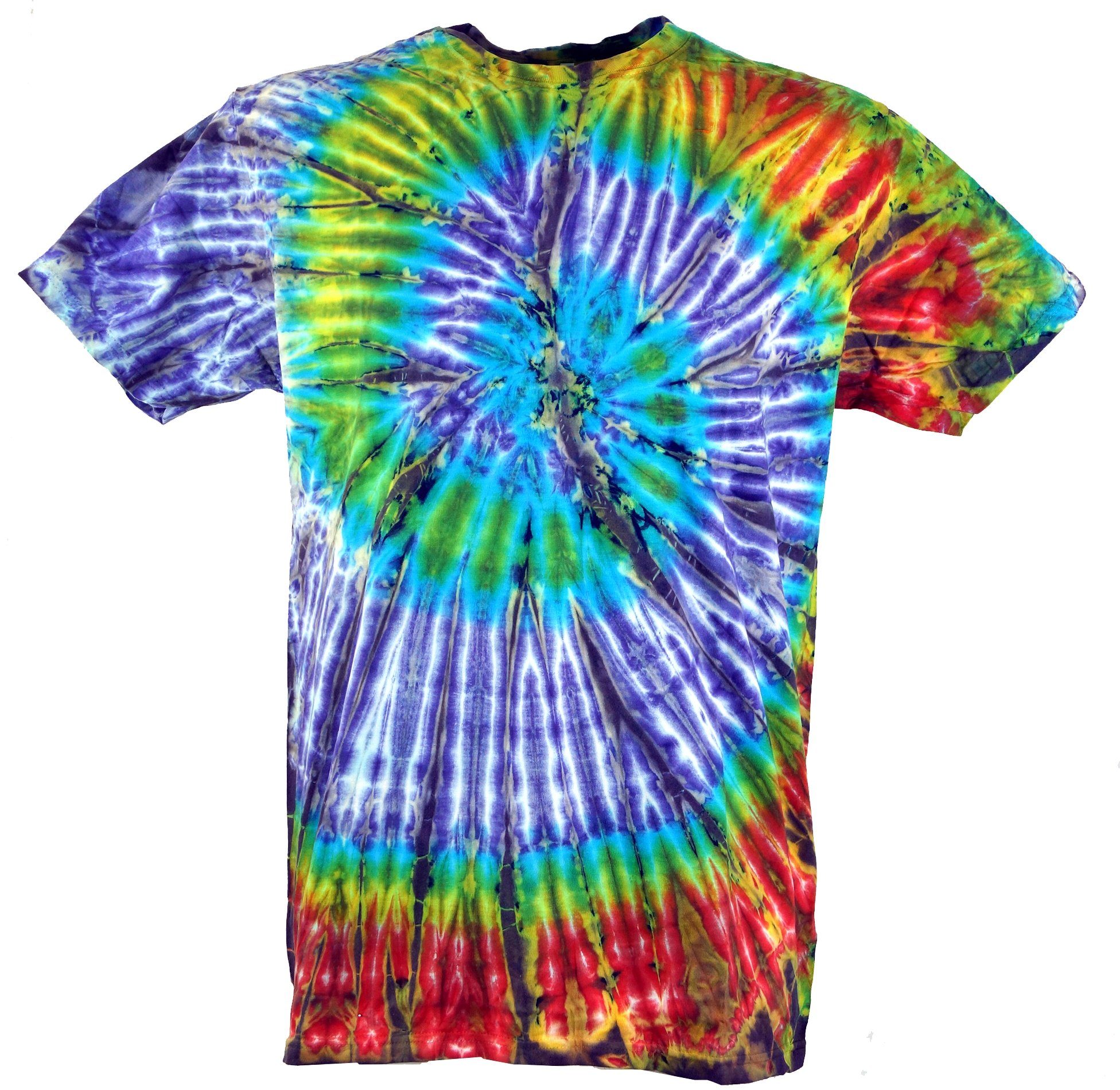 Guru-Shop T-Shirt Batik T-Shirt, Herren Kurzarm Tie Dye Shirt -.. Handarbeit, Hippie, Festival, Goa Style, alternative Bekleidung lila/grün Spirale